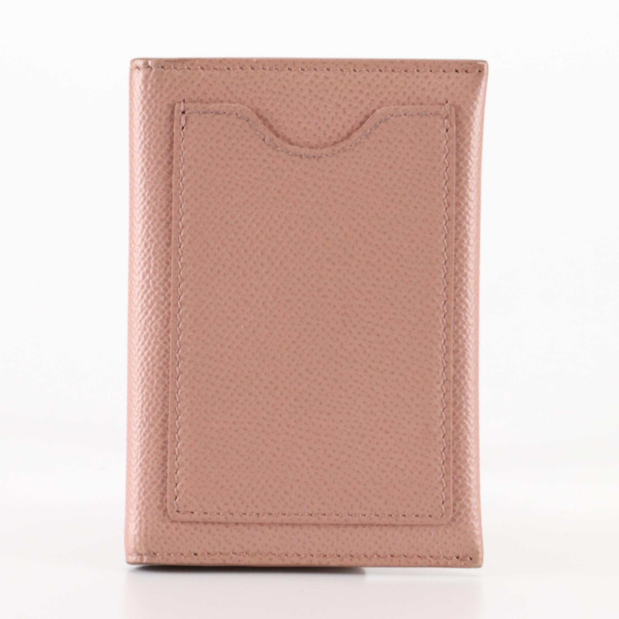 Salvatore Ferragamo Vara Bow Compact Flap Wallet in Pink Crossgrain Leather