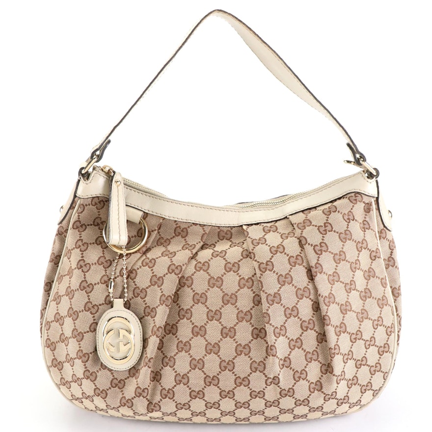 Gucci Sukey Medium Hobo Shoulder Bag in GG Canvas and Leather