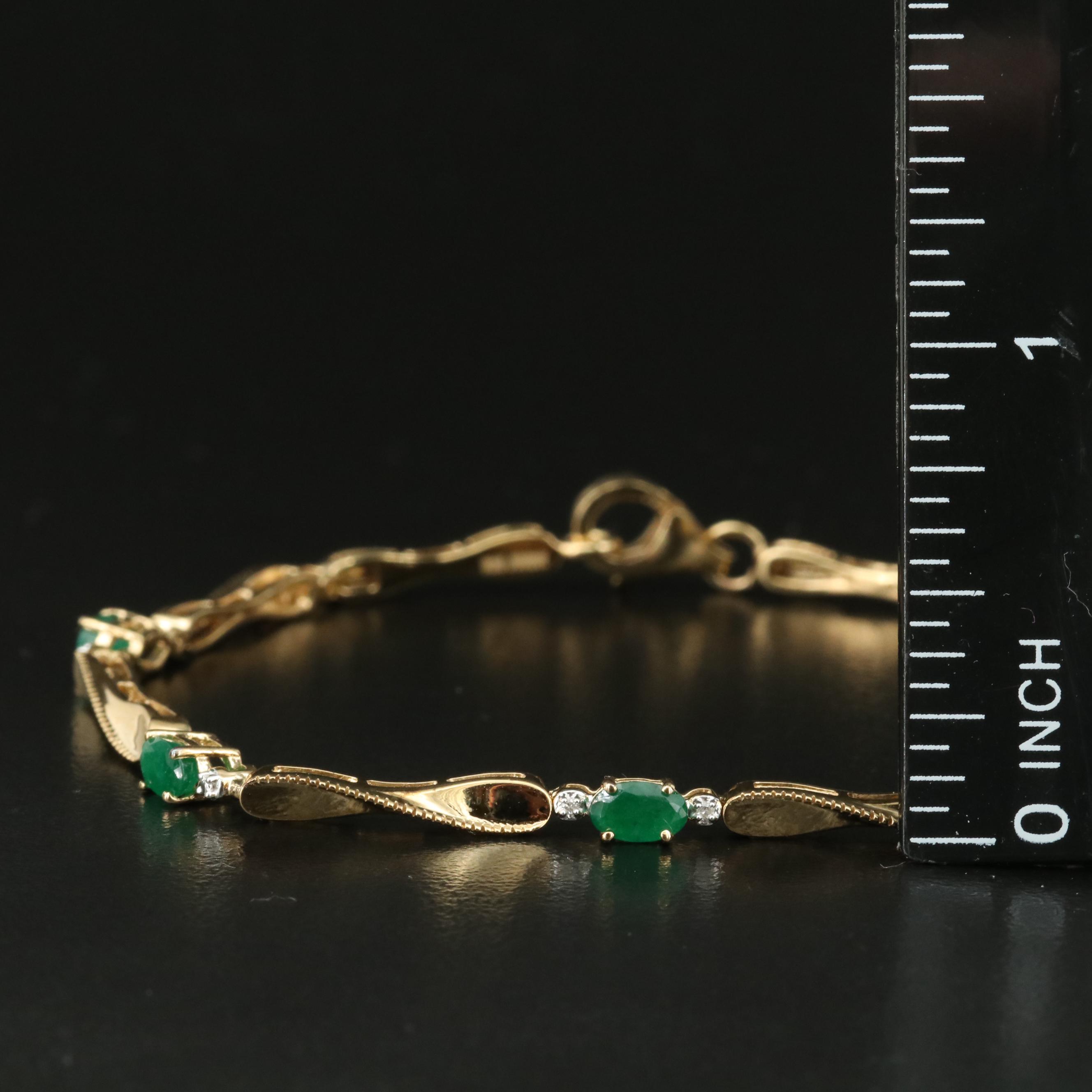 Sterling Emerald and Diamond Bracelet