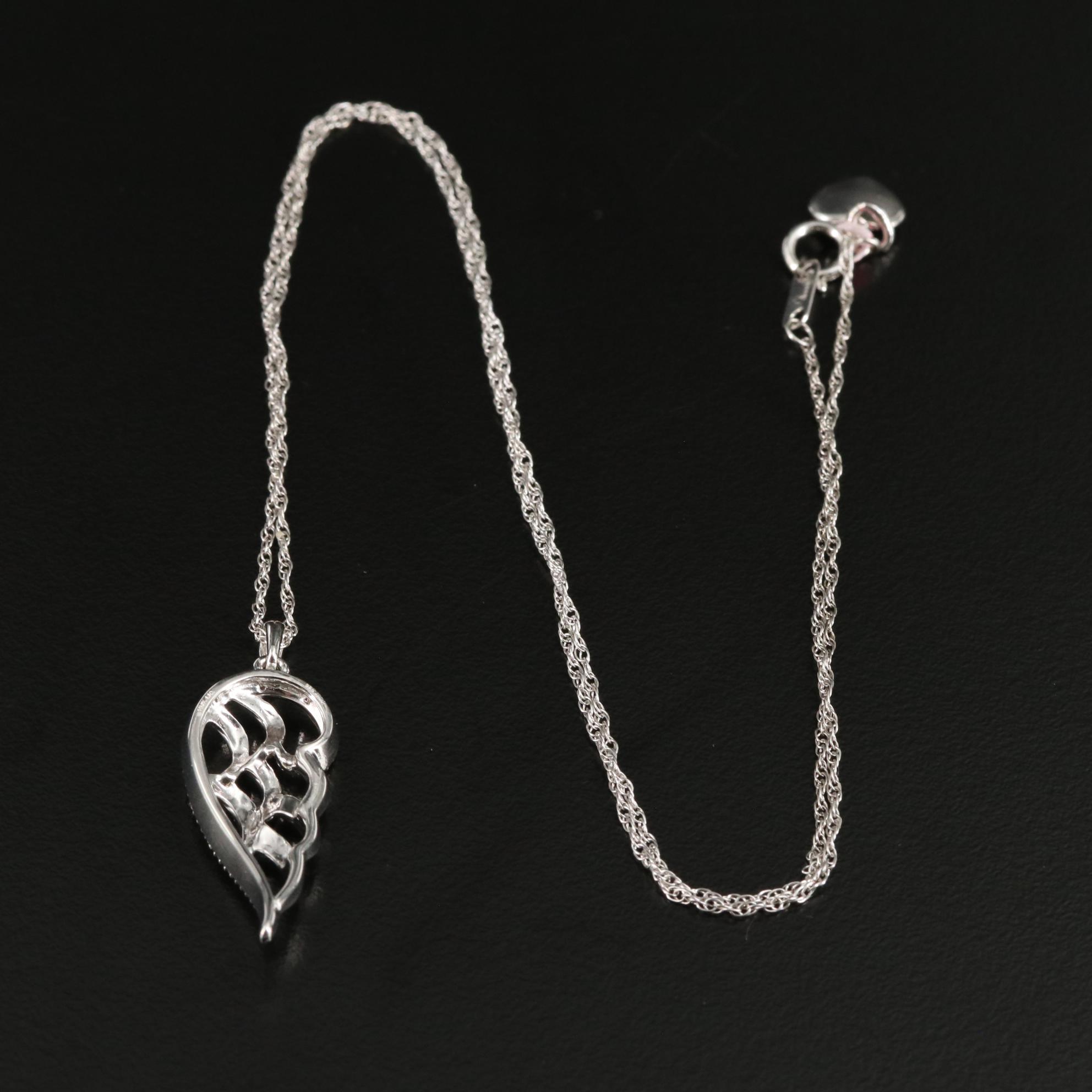 Sterling 0.02 CTW Diamond Wing Pendant Necklace