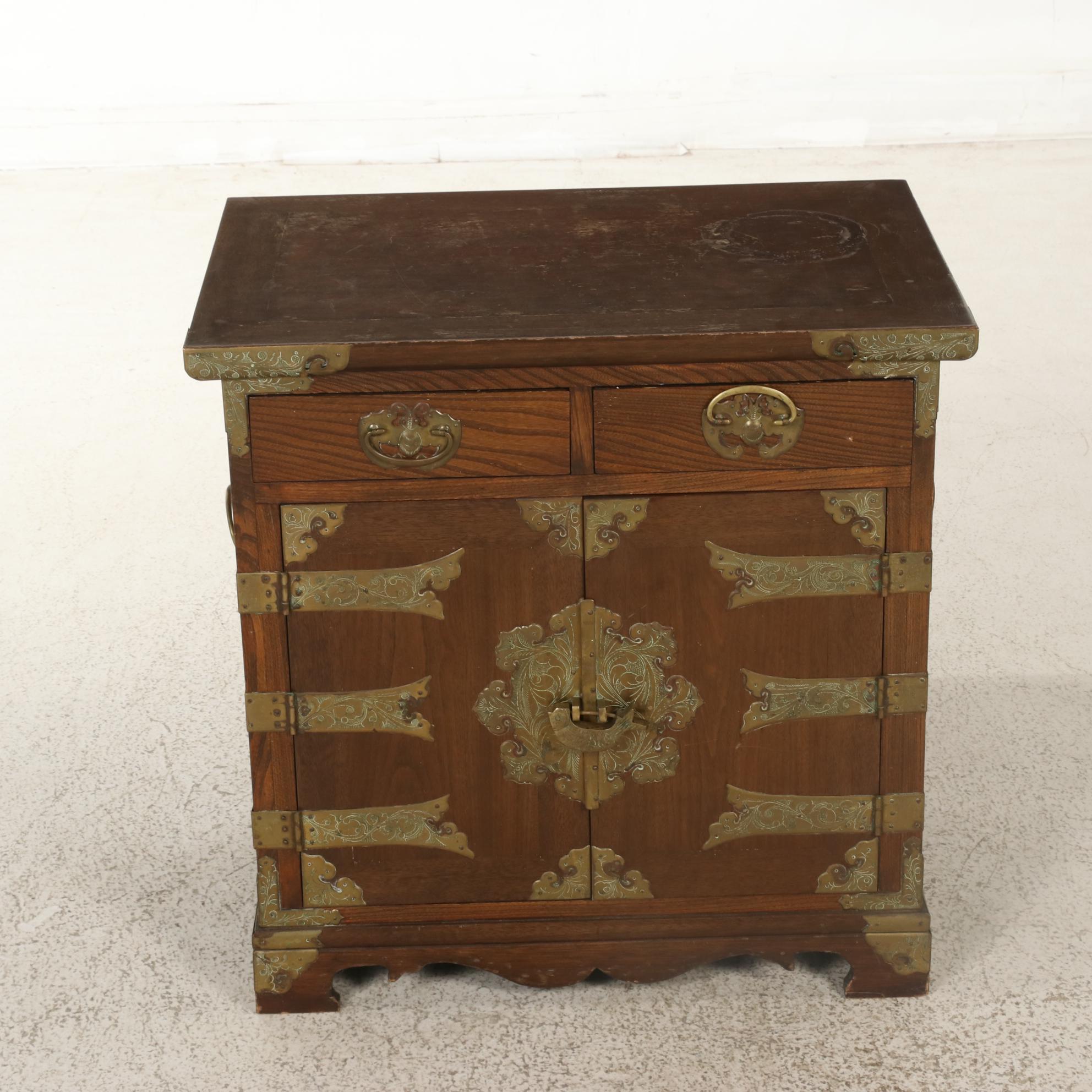 Chinese Fir and Elm Brass-Mounted Chest