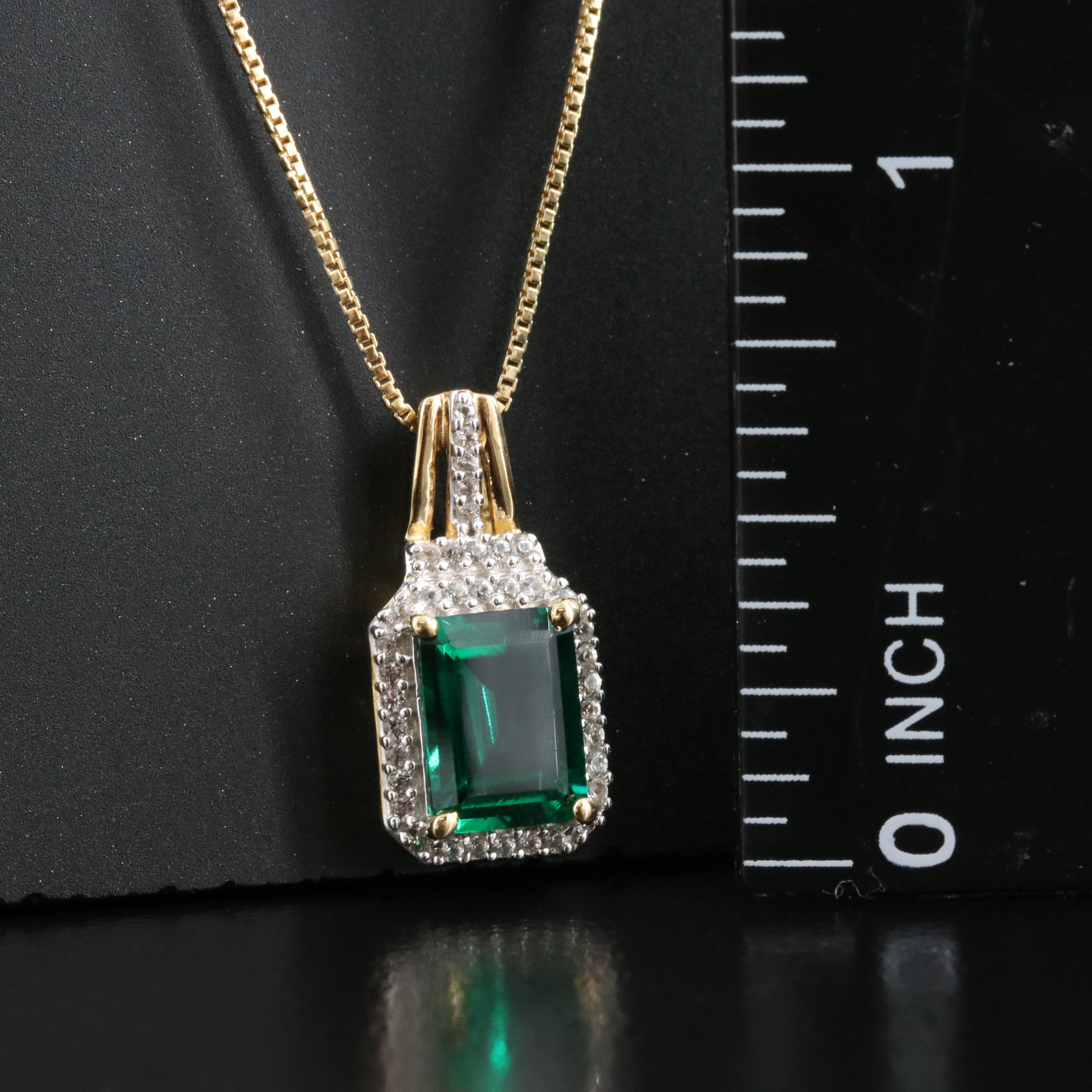 Sterling Emerald and Sapphire Pendant Necklace