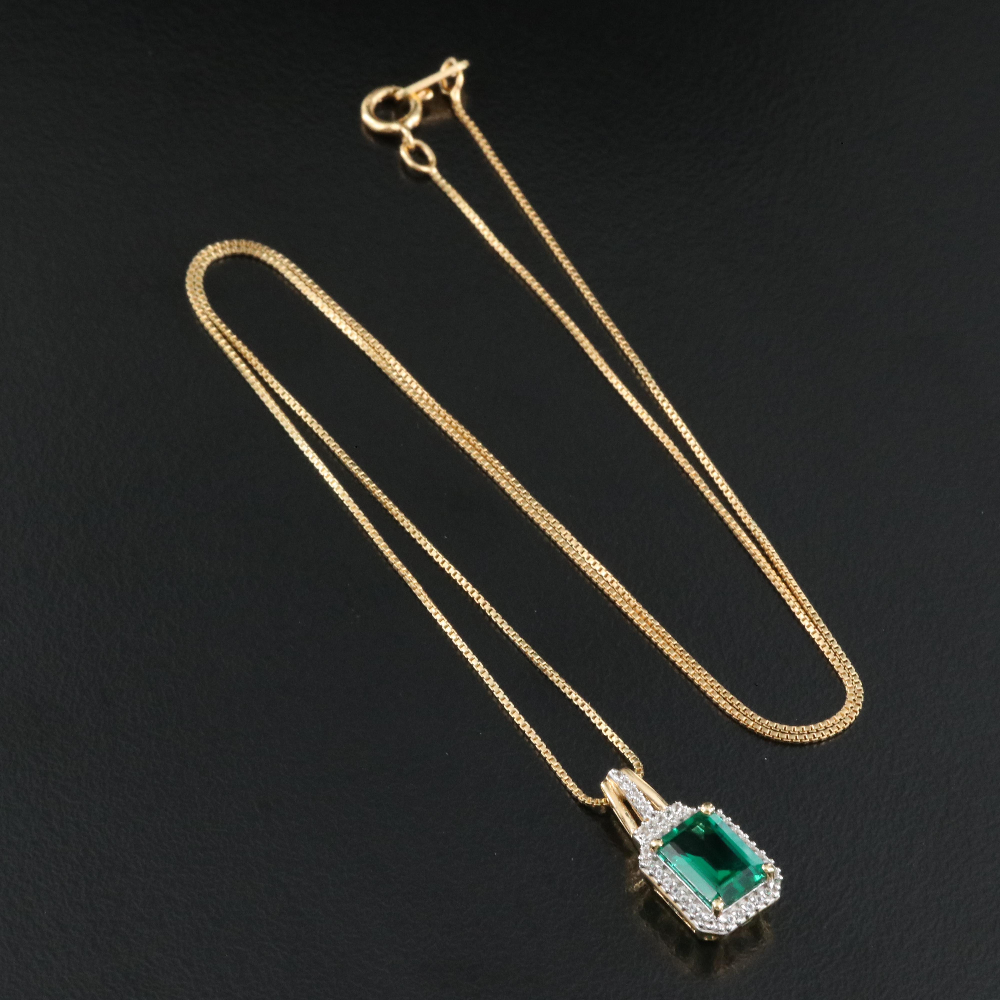 Sterling Emerald and Sapphire Pendant Necklace