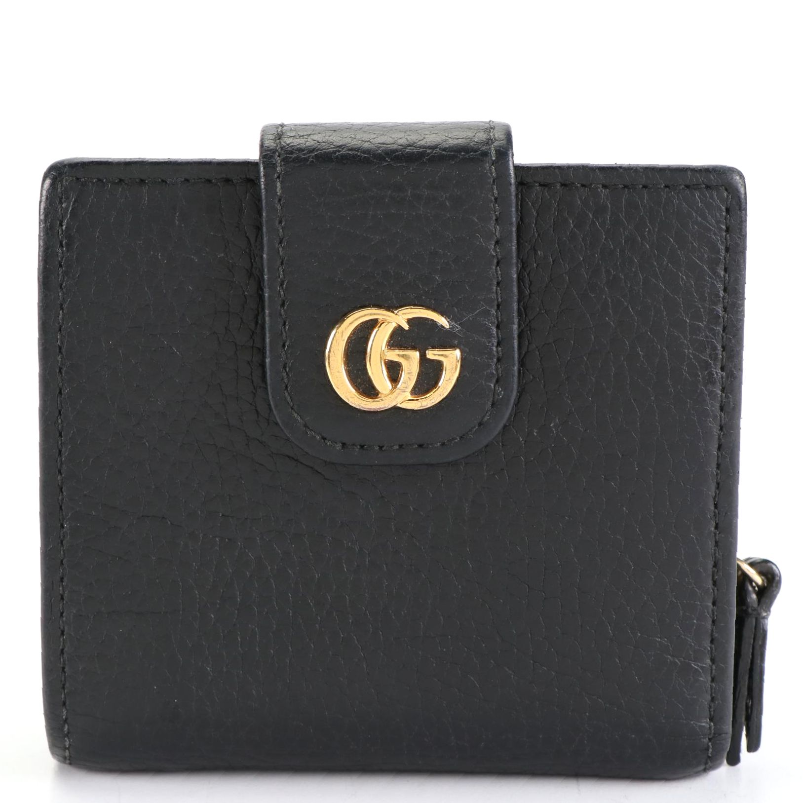 Gucci GG Flap Bifold Wallet in Grain Leather with Box