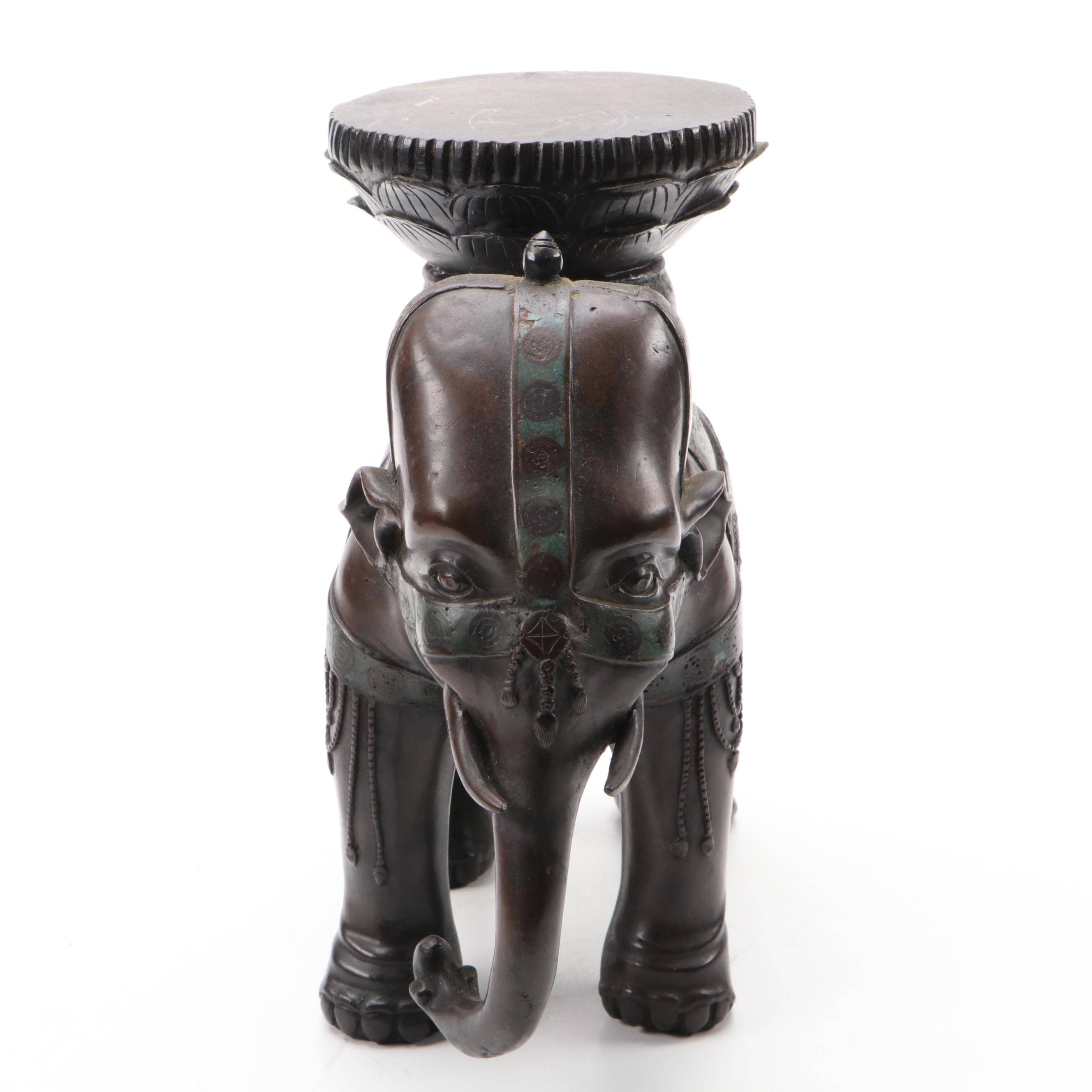 Japanese Champlevé Bronzed Metal Elephant Form Stand