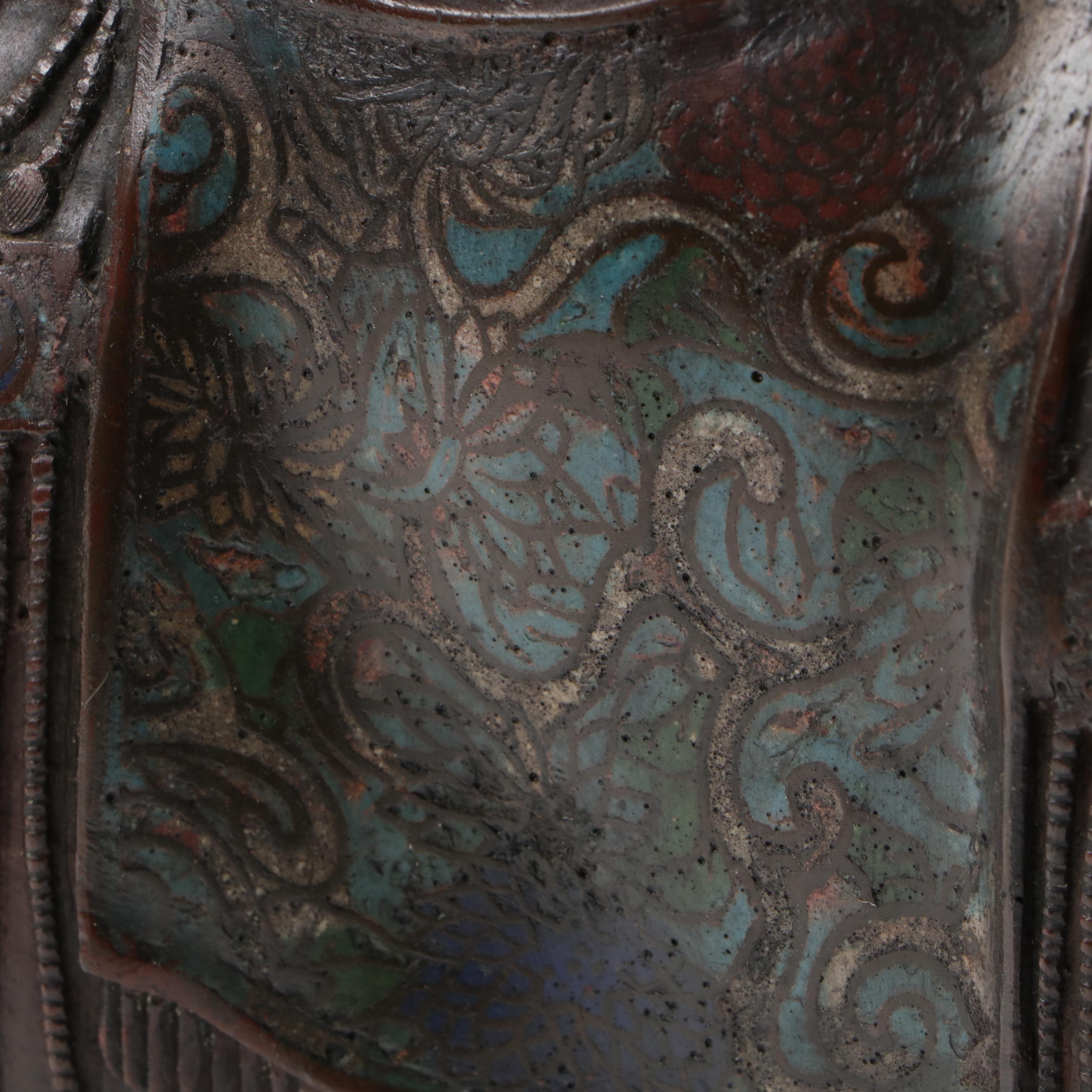 Japanese Champlevé Bronzed Metal Elephant Form Stand