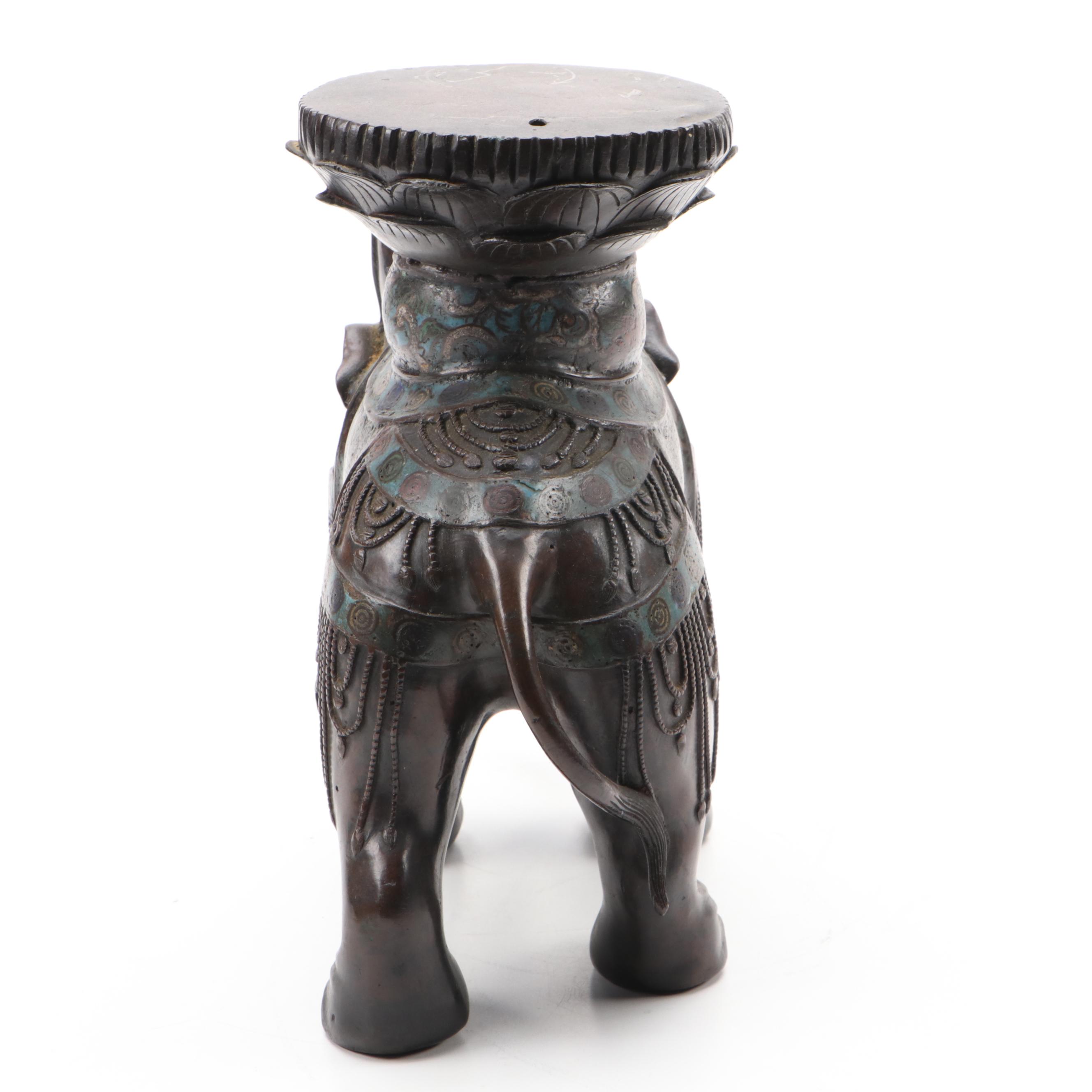 Japanese Champlevé Bronzed Metal Elephant Form Stand