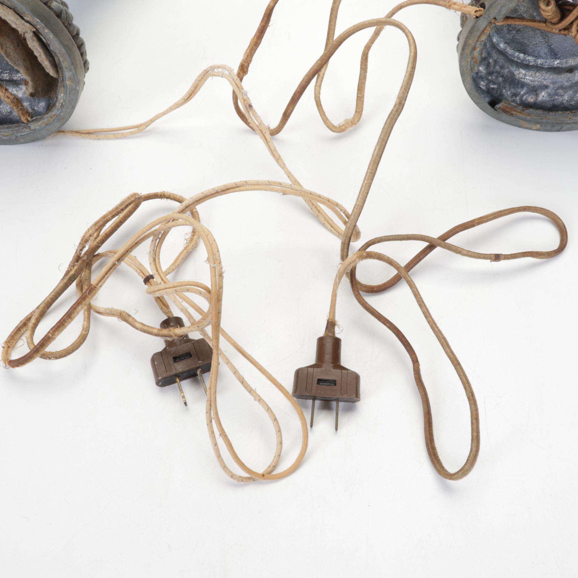 French Provincial Porcelain and Spelter Table Lamps, Early to Mid-20th Century