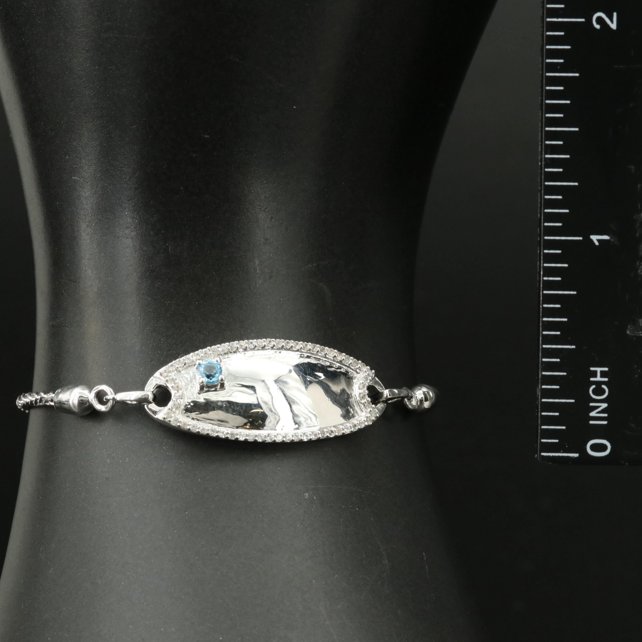 Sterling Topaz and Sapphire Bolo Bracelet