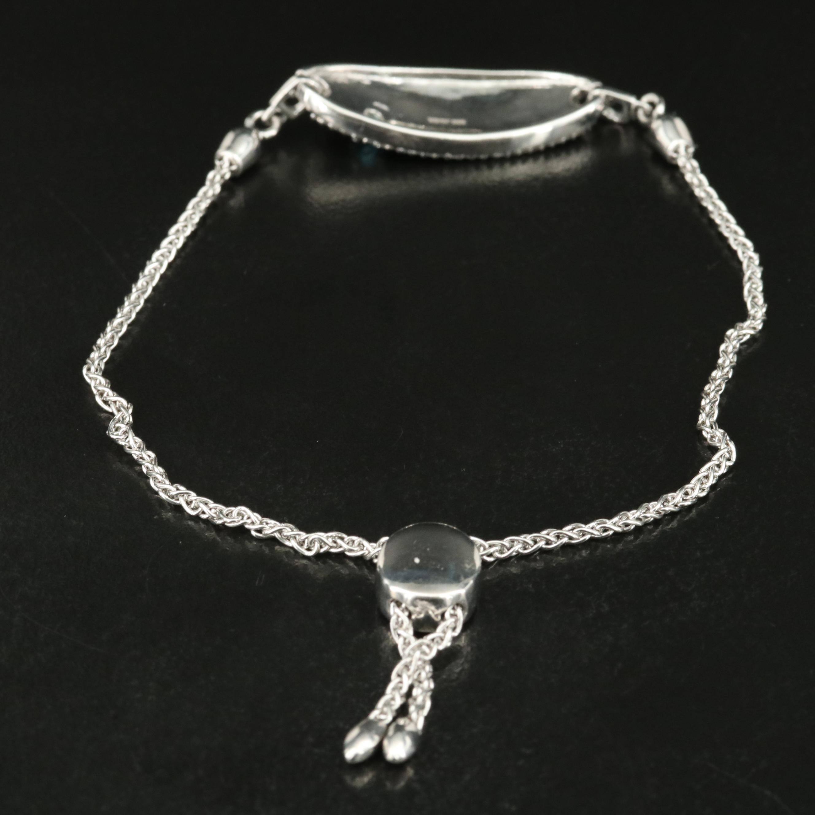 Sterling Topaz and Sapphire Bolo Bracelet