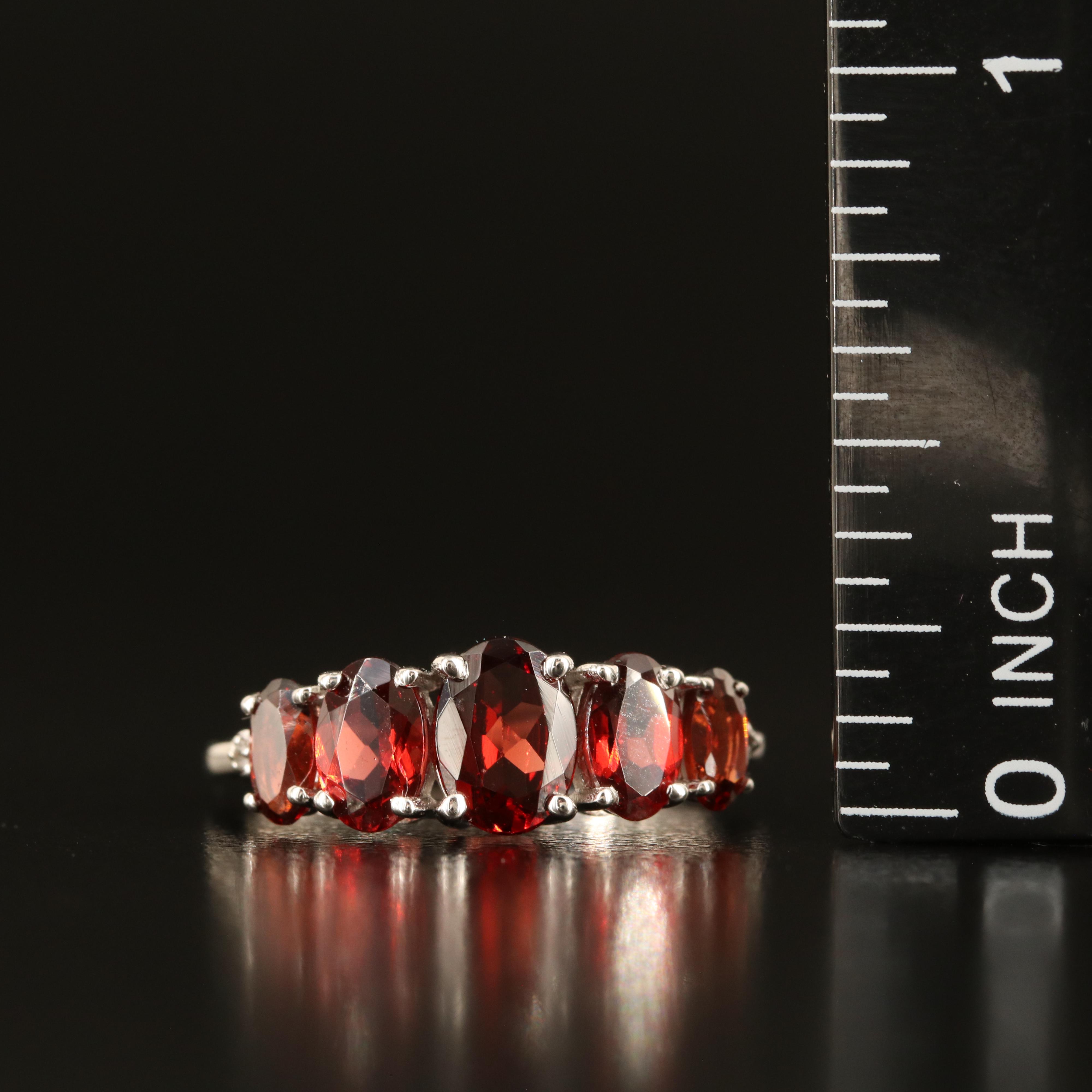 Sterling Garnet and White Sapphire Band