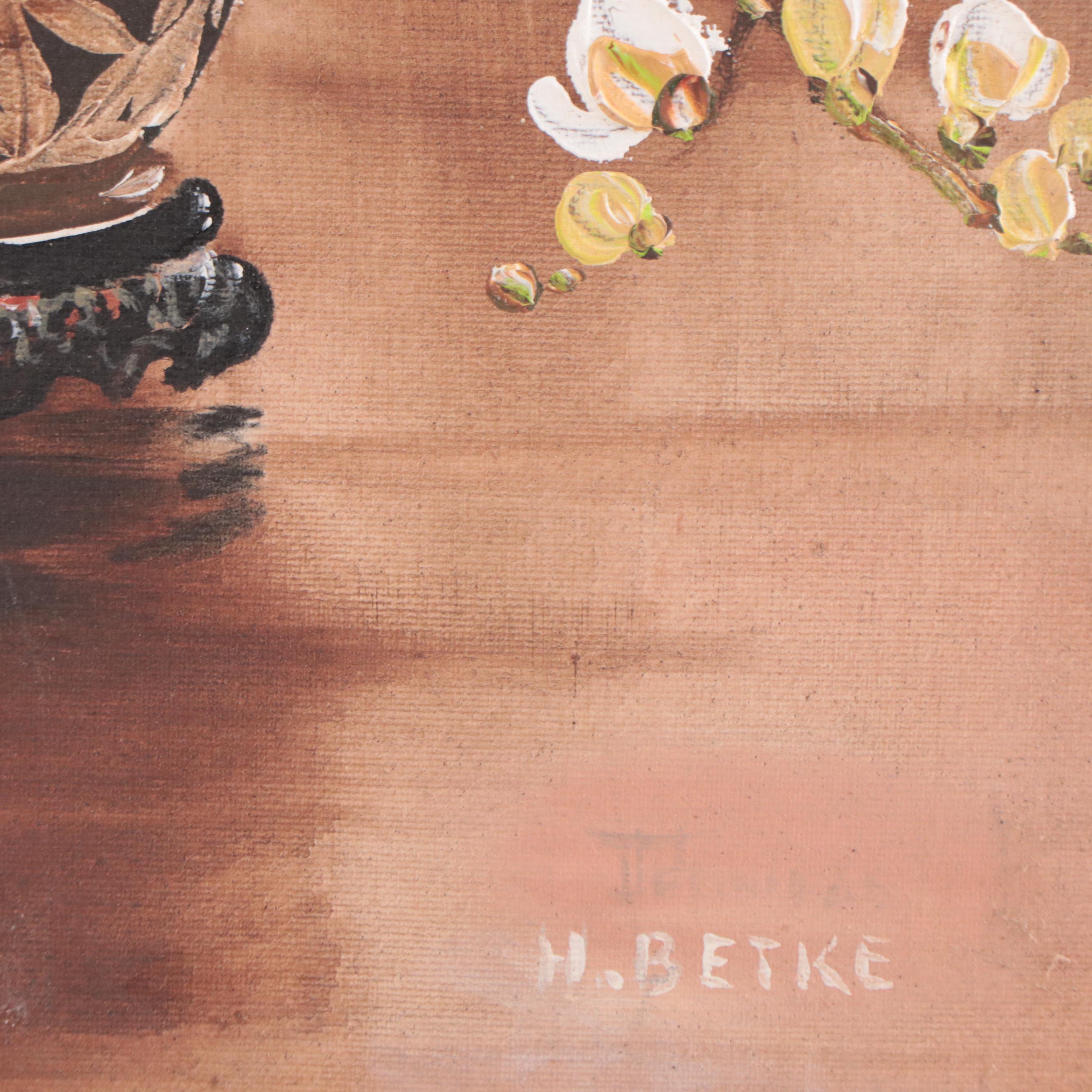 Herman Betke Oil Painting of Floral Still Life