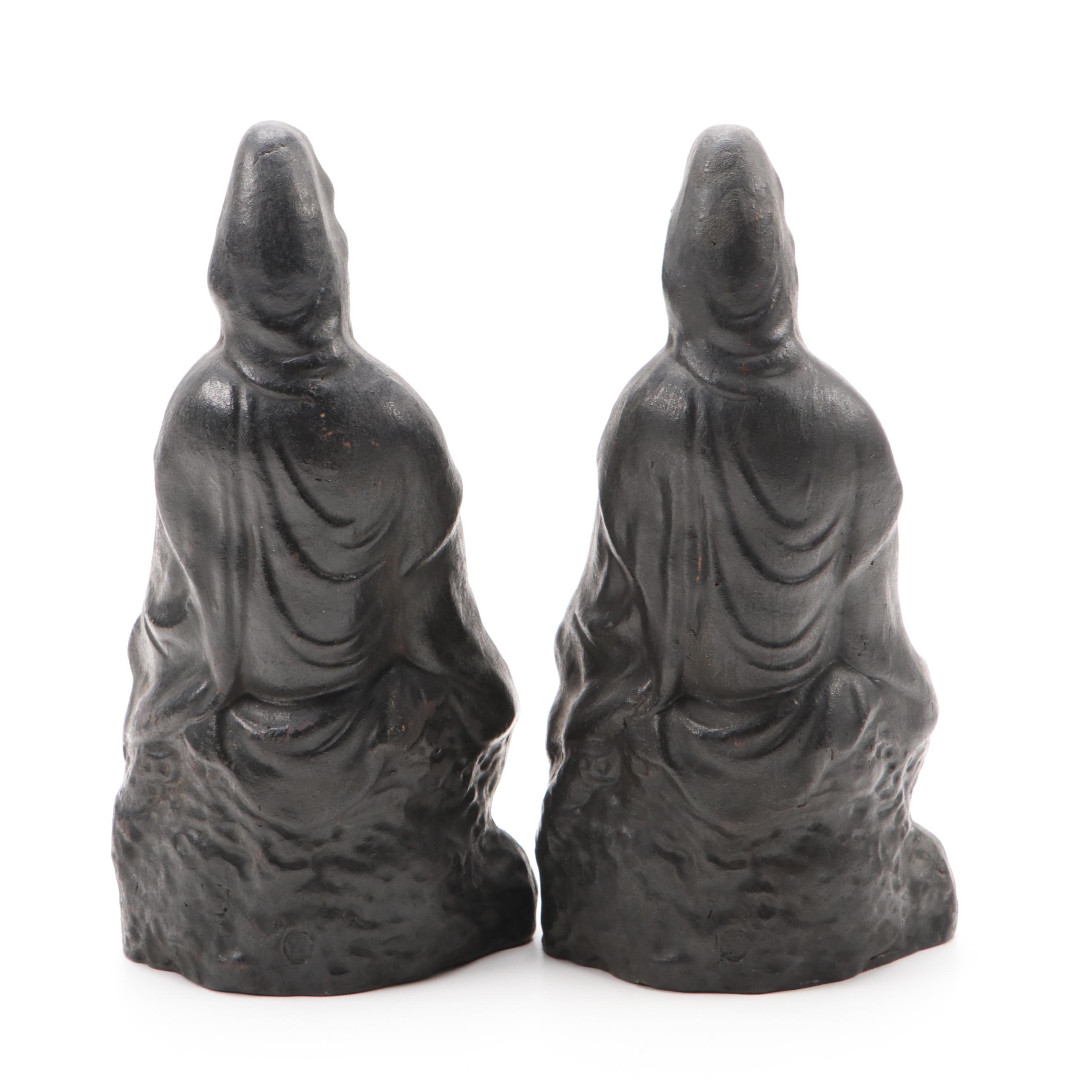 Japanese Parcel Gilt Painted Earthenware Sculptures of Kannon