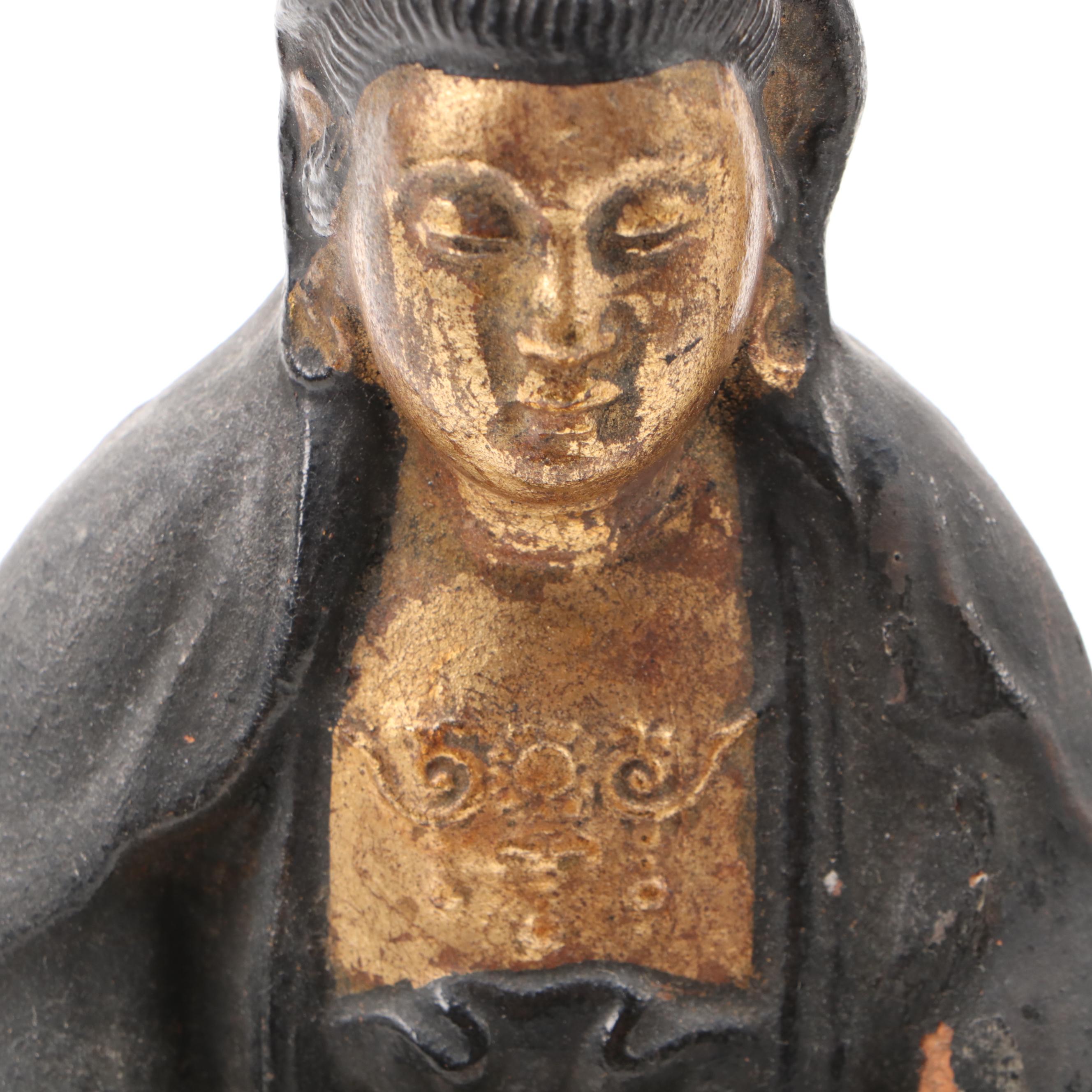 Japanese Parcel Gilt Painted Earthenware Sculptures of Kannon