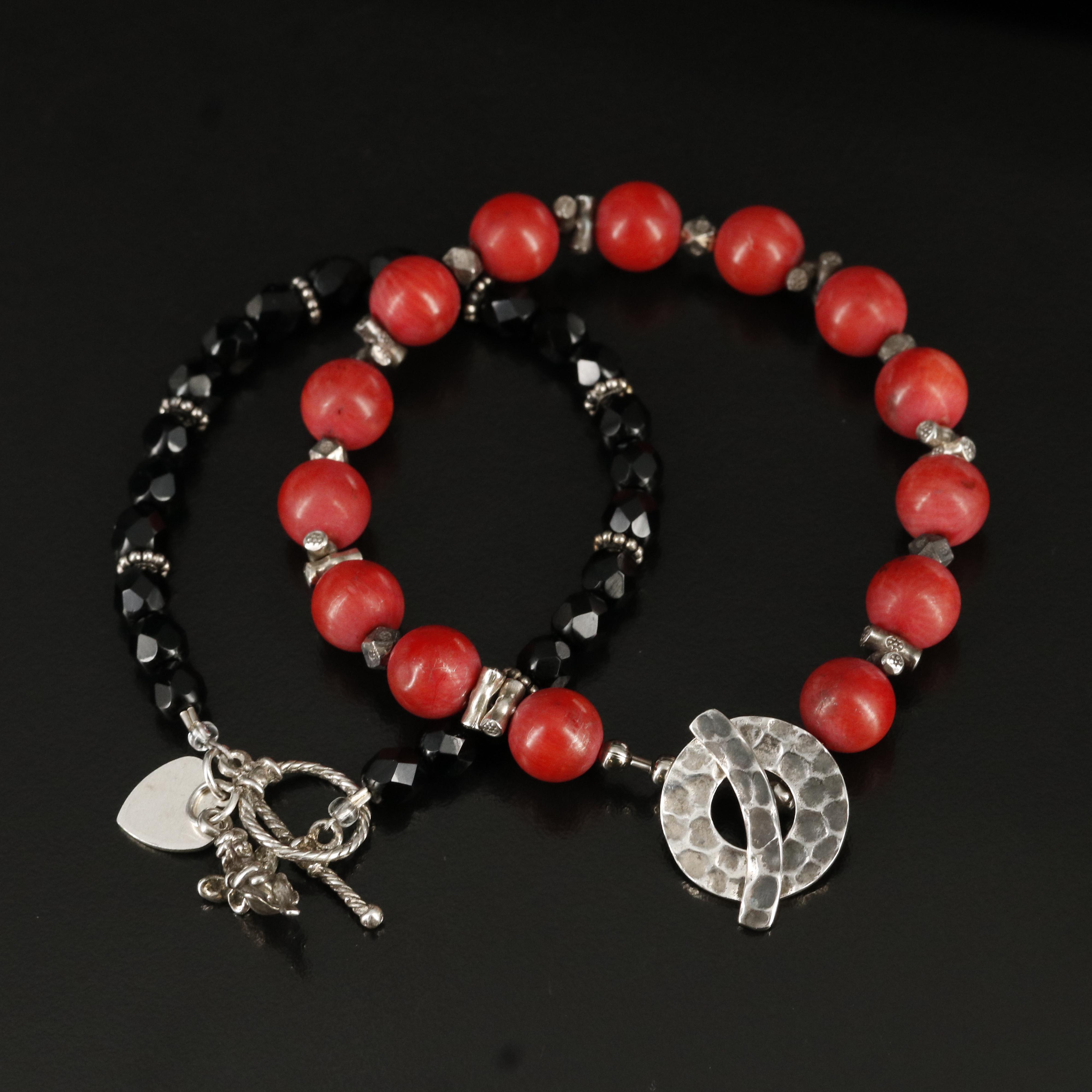 Sterling Beaded Bracelets Including Coral