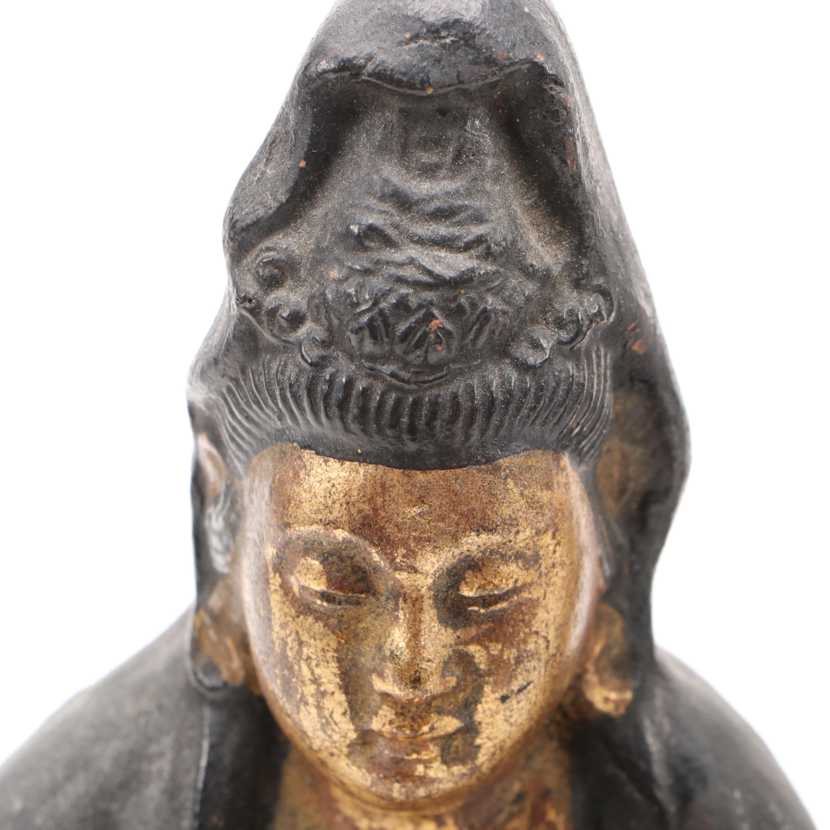 Japanese Parcel Gilt Painted Earthenware Sculptures of Kannon
