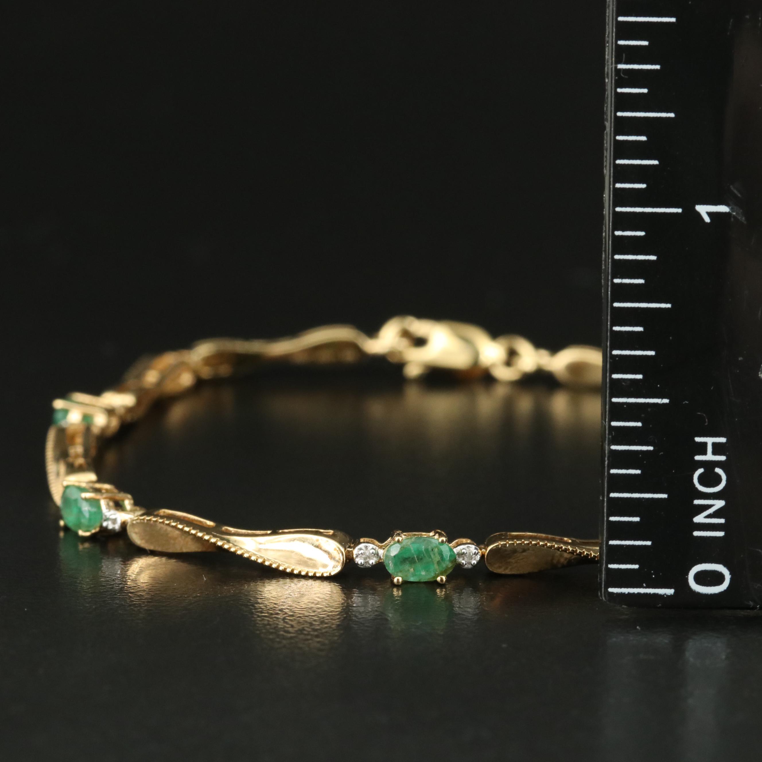 Sterling Emerald and Diamond Twist Bracelet