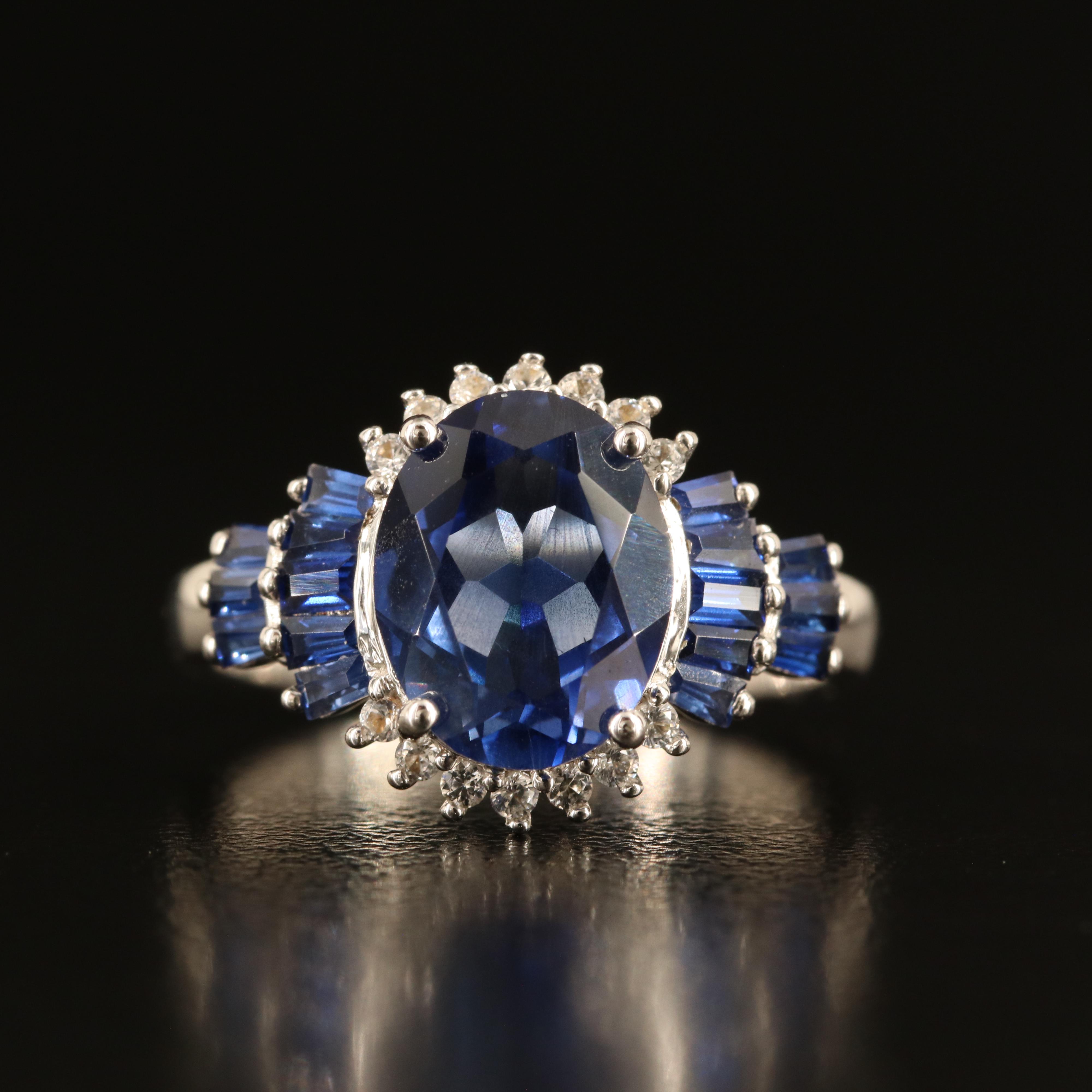 Sterling Sapphire and White Sapphire Ring