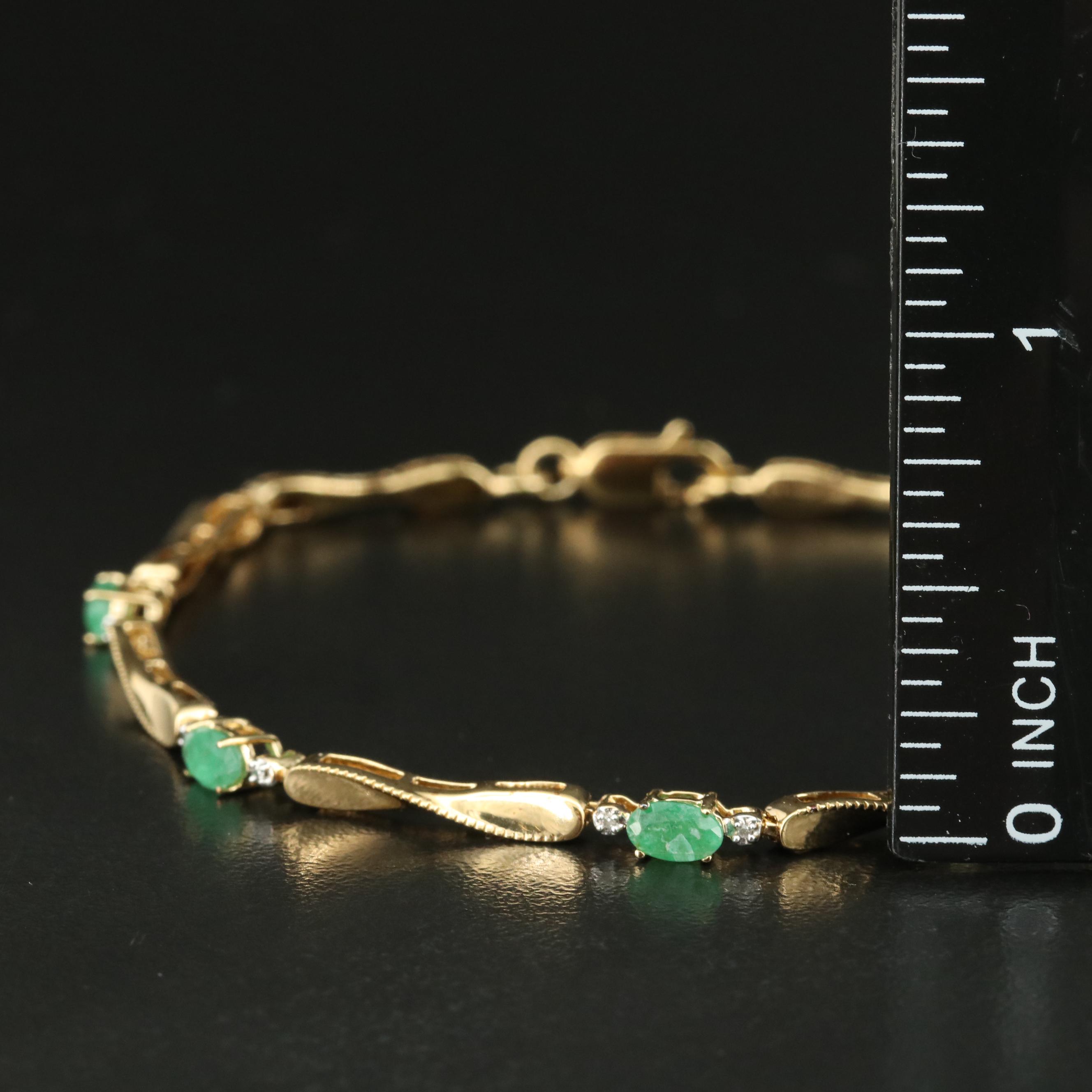 Sterling Emerald and Diamond Bracelet