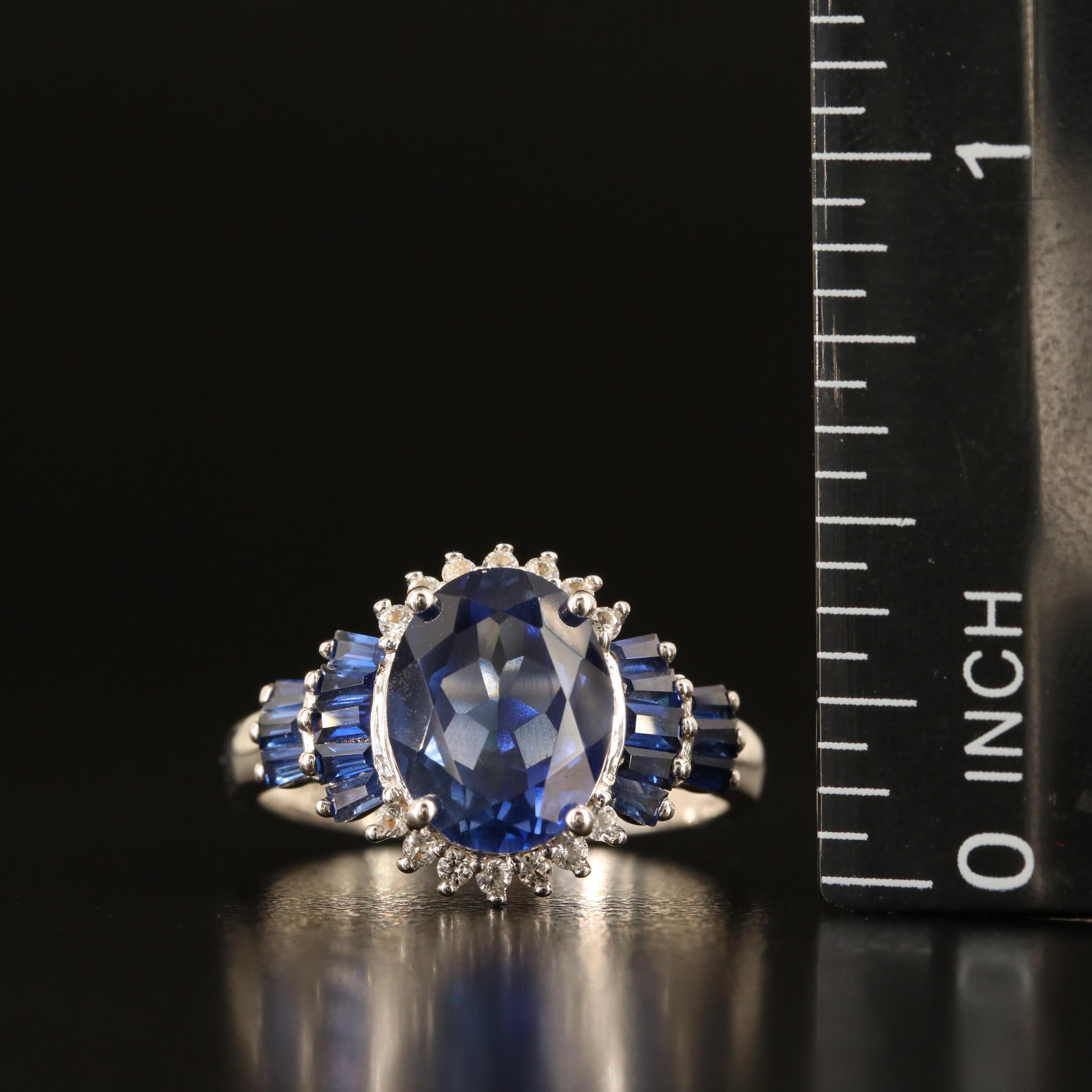 Sterling Sapphire and White Sapphire Ring