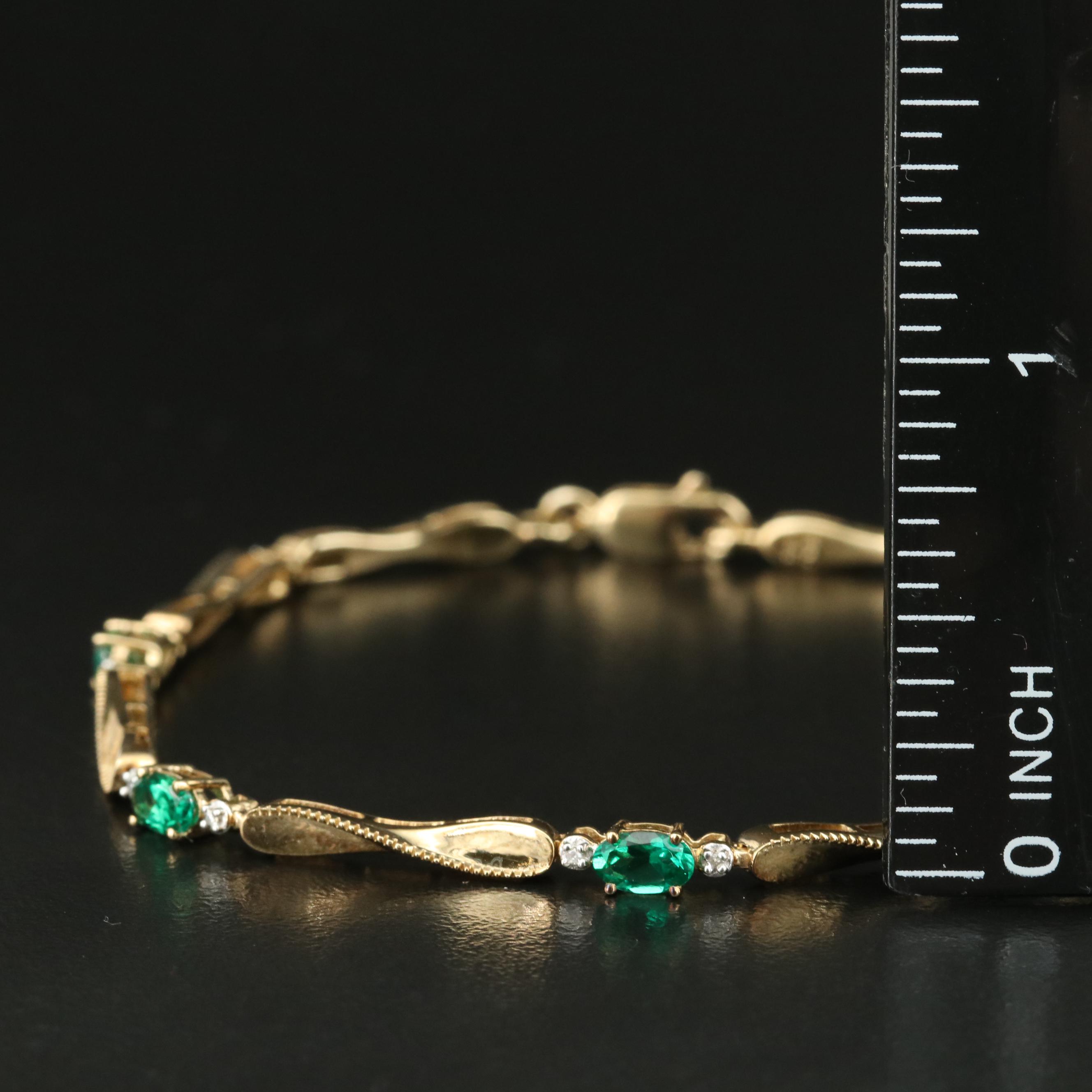 Sterling Emerald and Diamond Bracelet