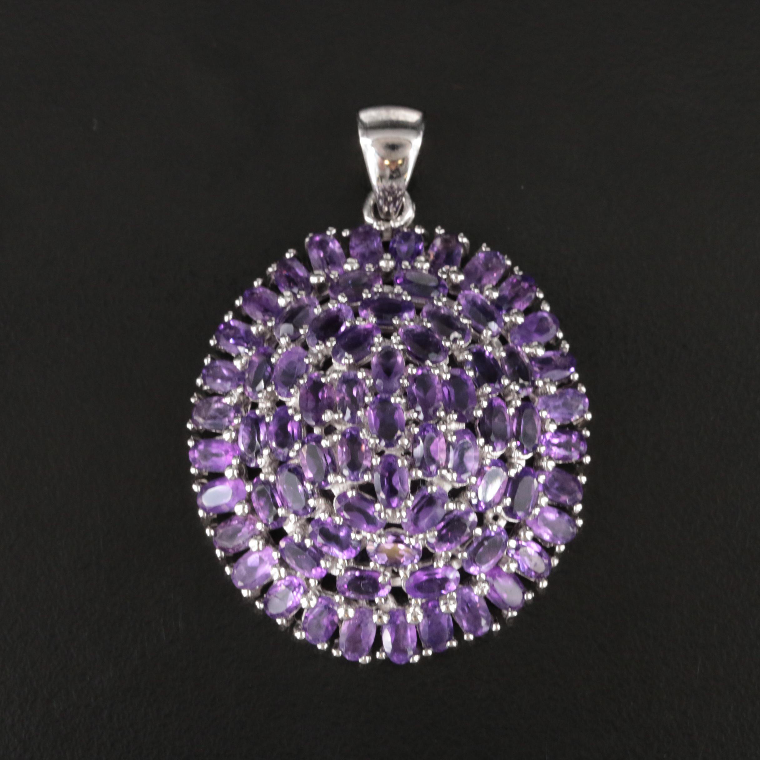 Sterling Amethyst Medallion Pendant