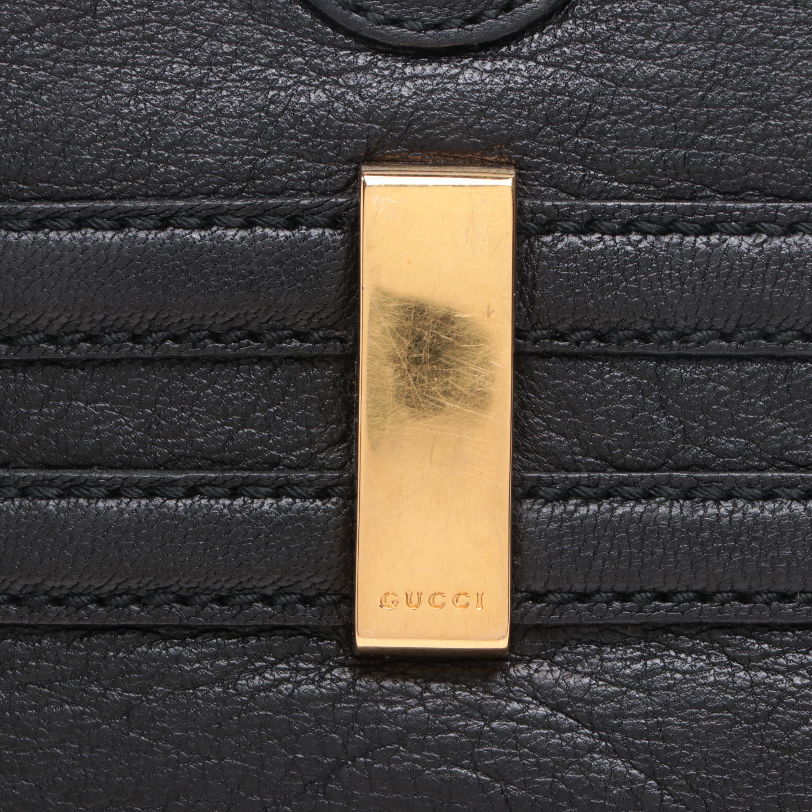 Gucci Horsebit Chain Flap Shoulder Bag in Black Leather