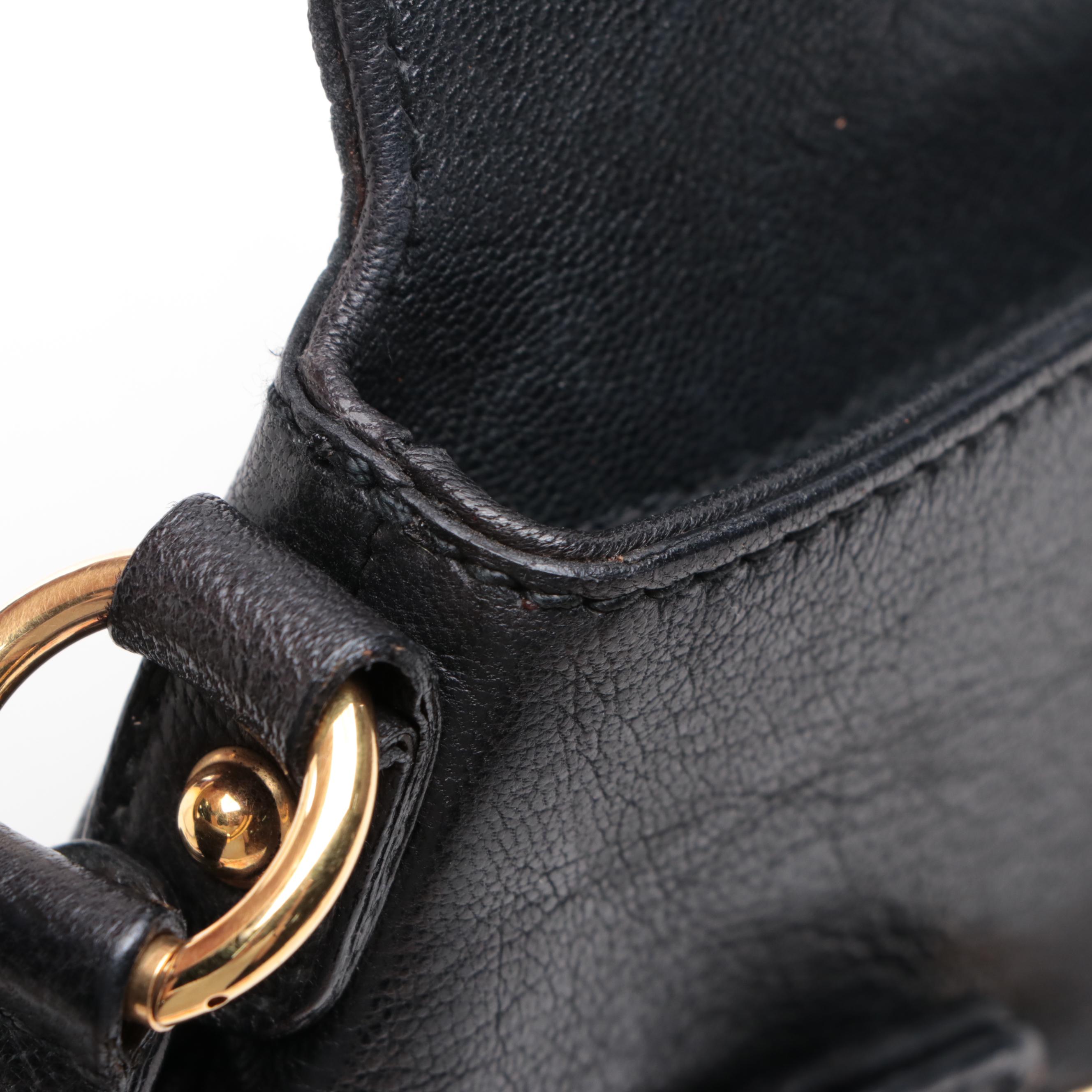 Gucci Horsebit Chain Flap Shoulder Bag in Black Leather