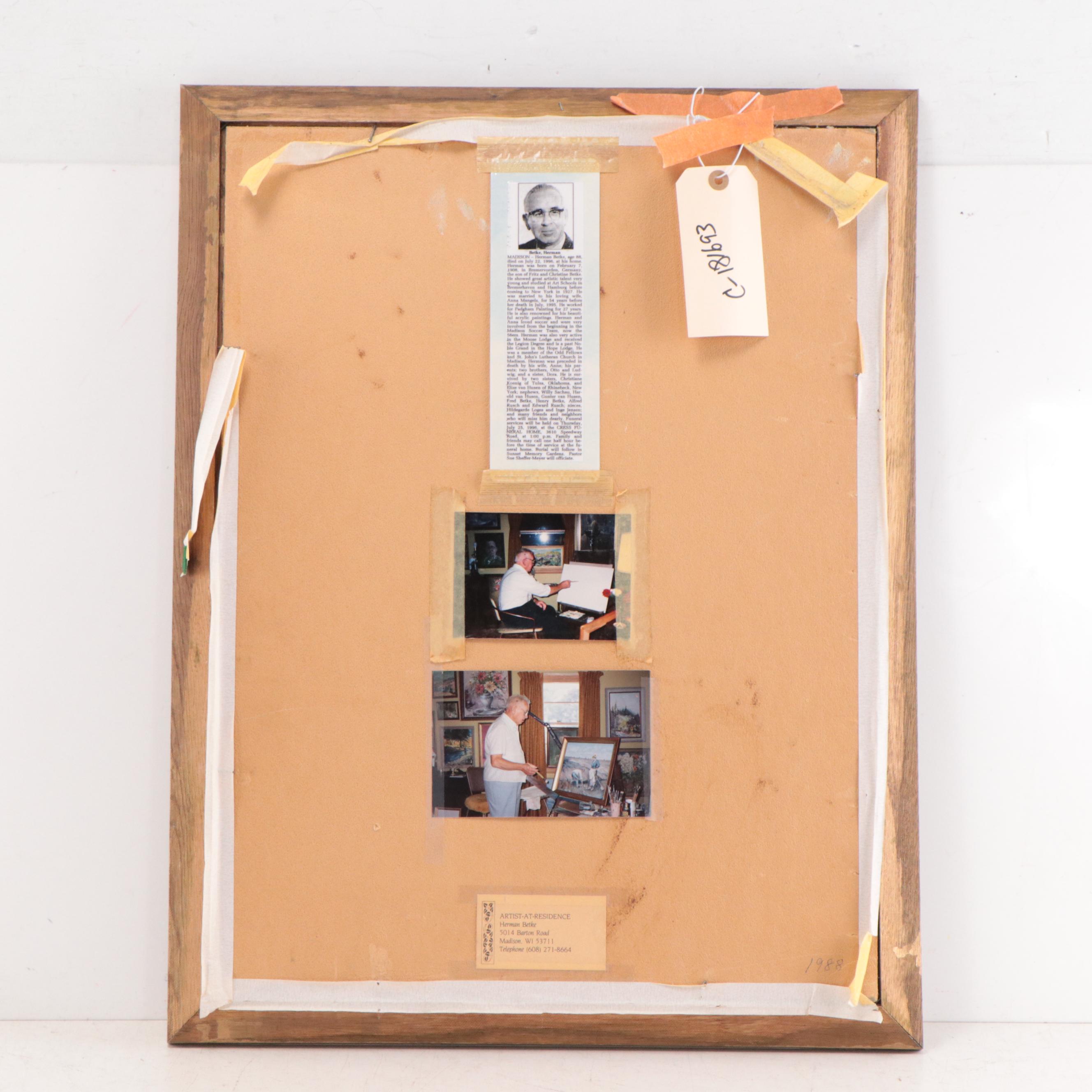 Herman Betke Oil Painting of Floral Still Life