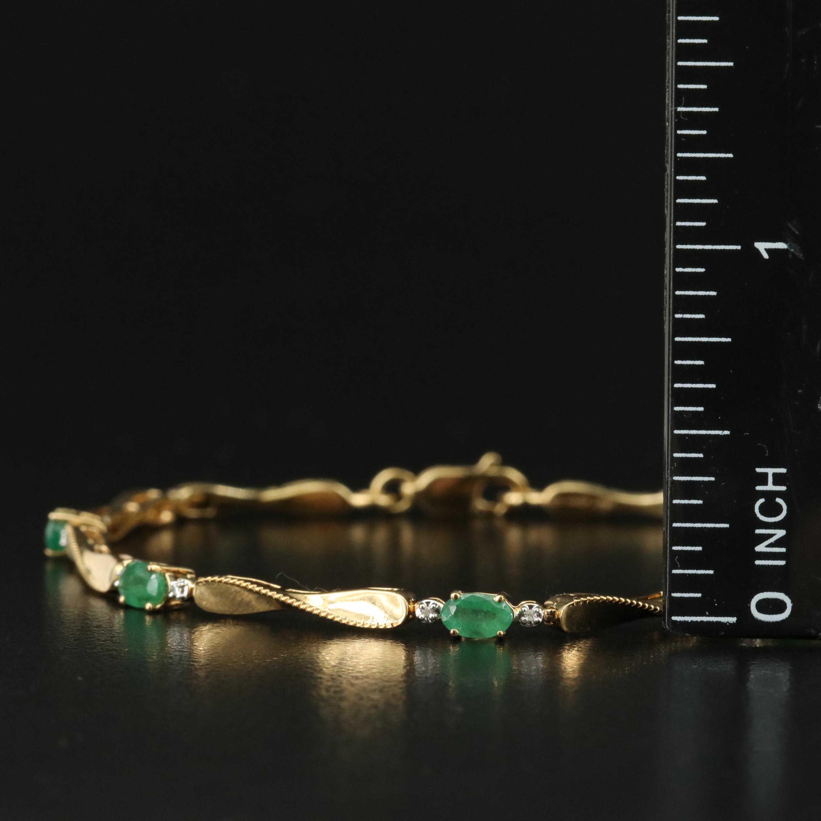 Sterling Emerald and Diamond Twist Bracelet