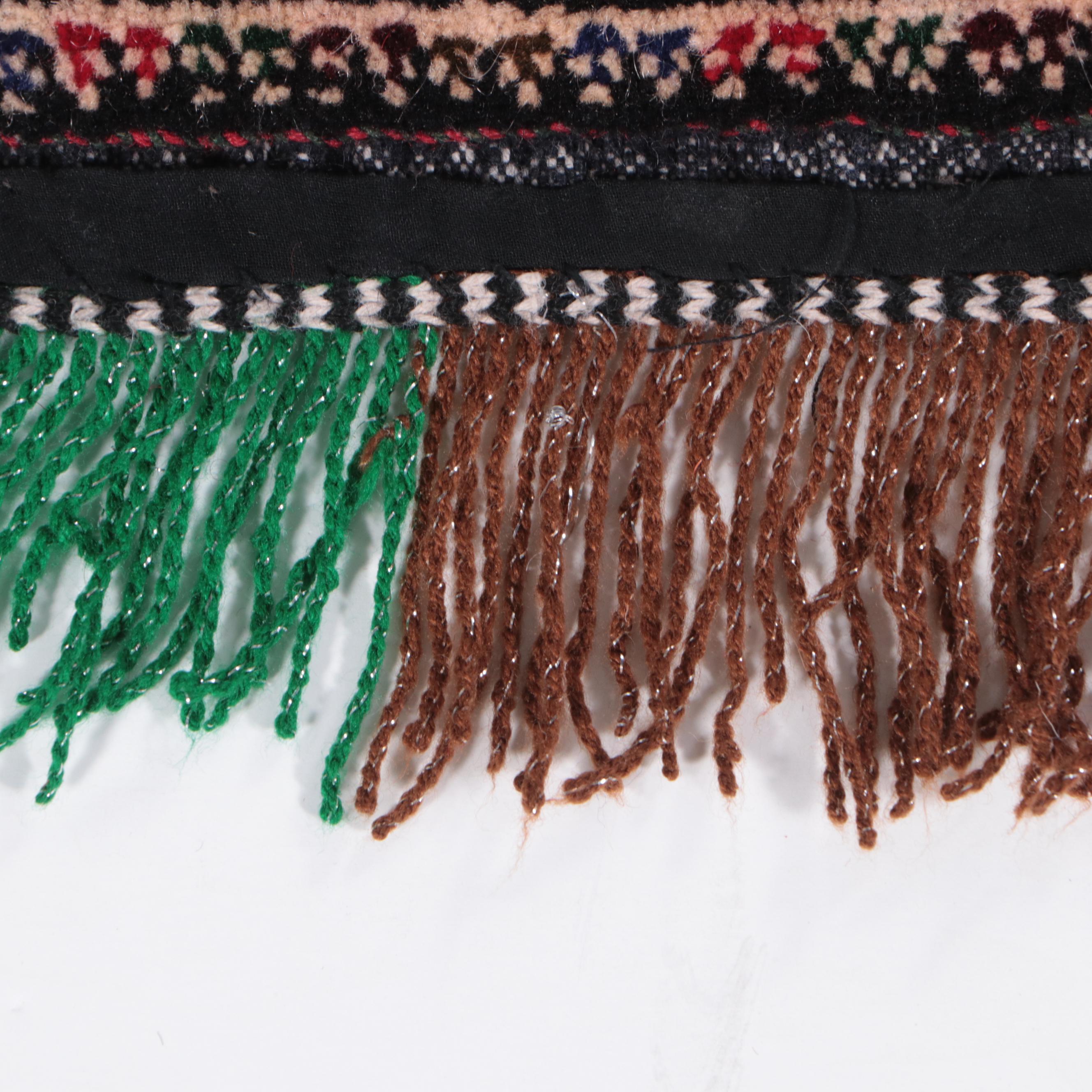 1'9 x 2'10 Hand-Knotted Afghan Baluch Accent Rug With Added Fringe