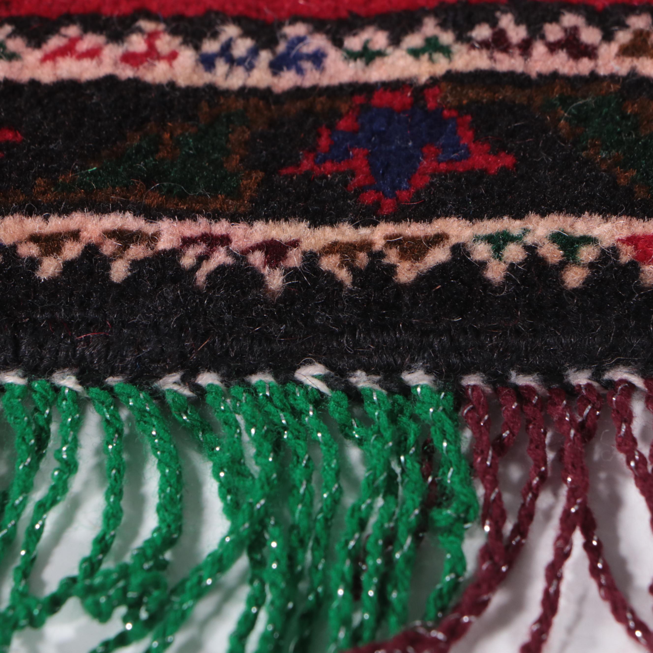 1'9 x 2'10 Hand-Knotted Afghan Baluch Accent Rug With Added Fringe