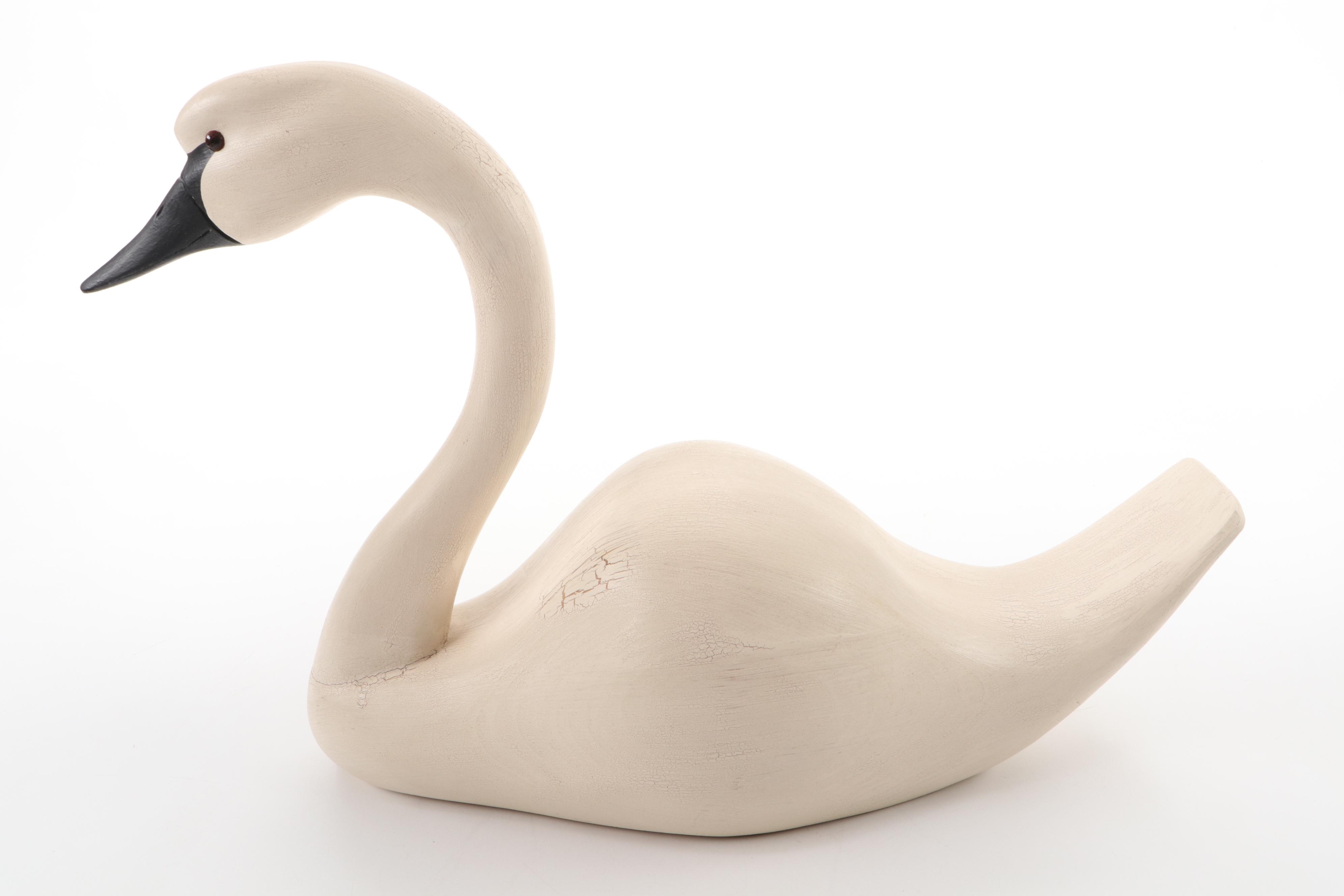 Wooden Wildlife Kennebunk Maine Hand-Painted Trumpeter Swan and More Ducks