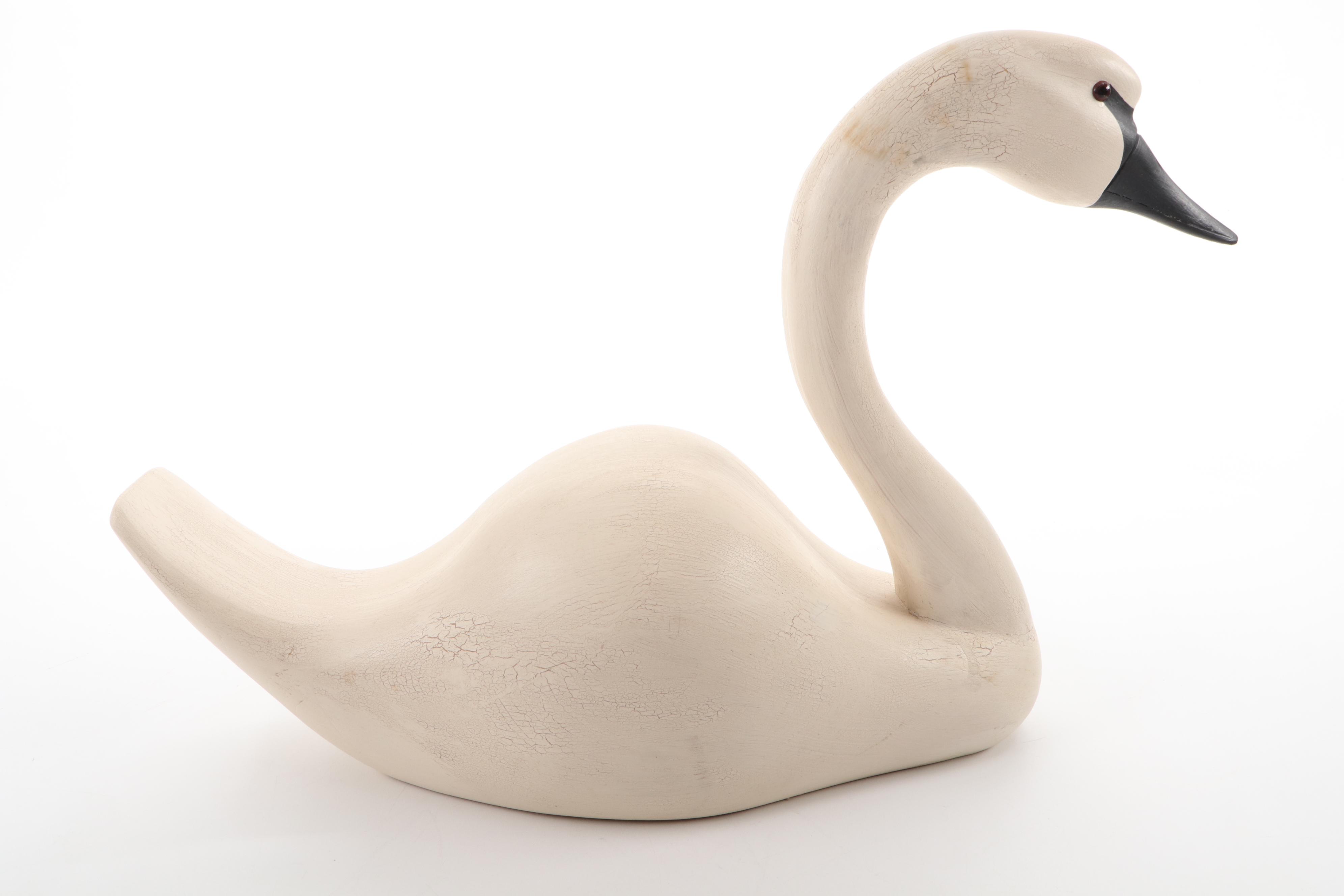 Wooden Wildlife Kennebunk Maine Hand-Painted Trumpeter Swan and More Ducks