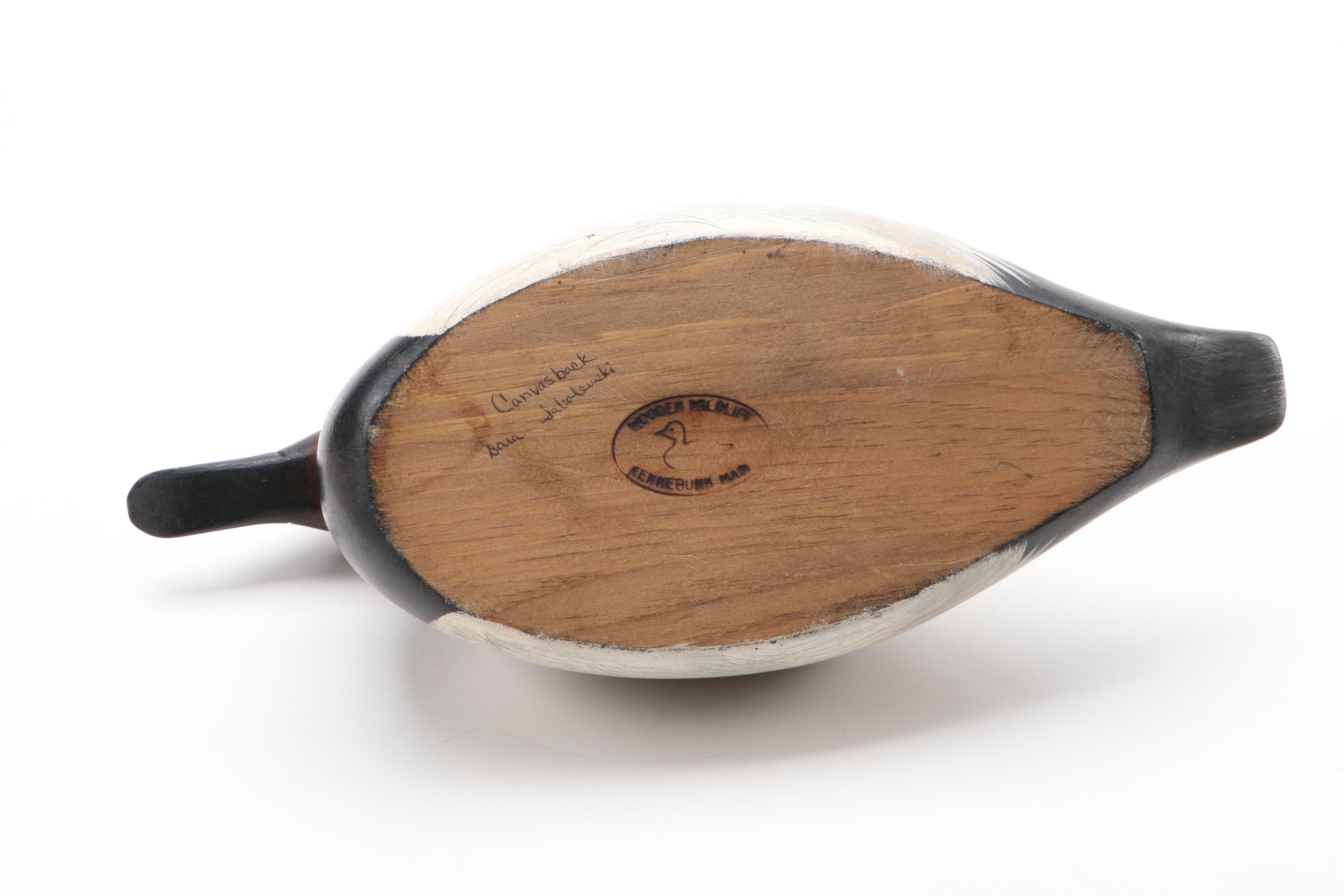 Wooden Wildlife Kennebunk Maine Hand-Painted Trumpeter Swan and More Ducks