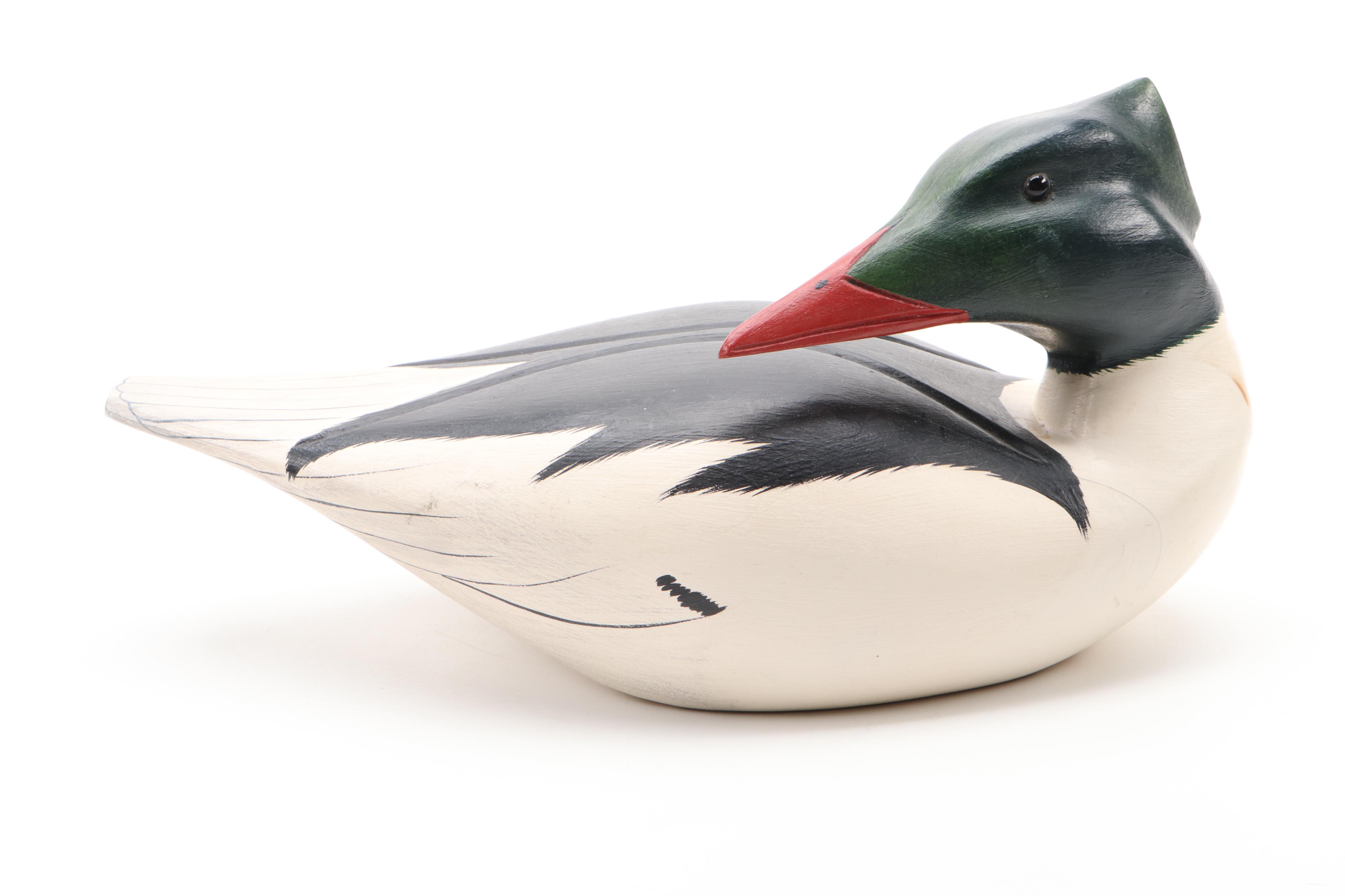 Wooden Wildlife Kennebunk Maine Hand-Painted Trumpeter Swan and More Ducks