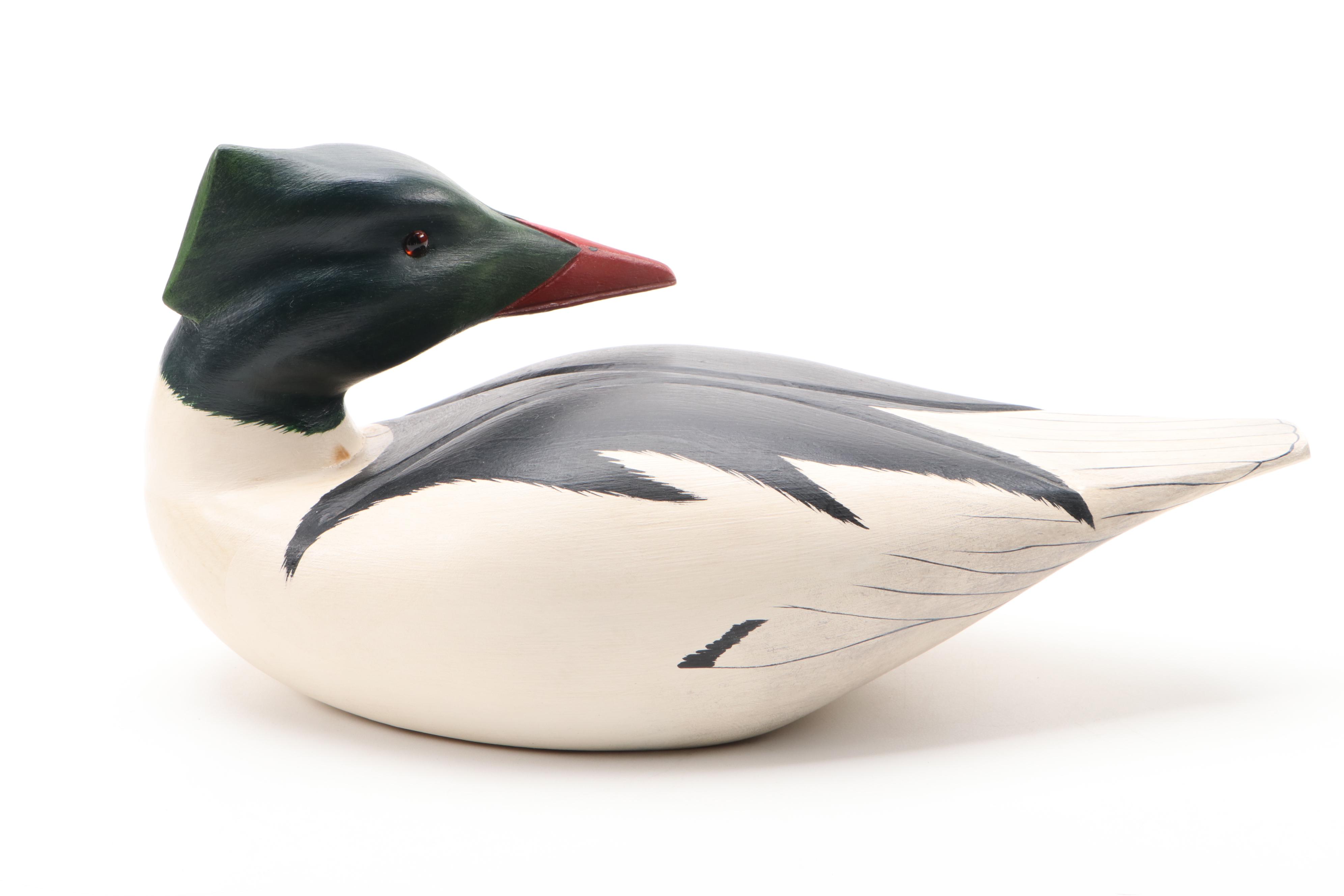 Wooden Wildlife Kennebunk Maine Hand-Painted Trumpeter Swan and More Ducks
