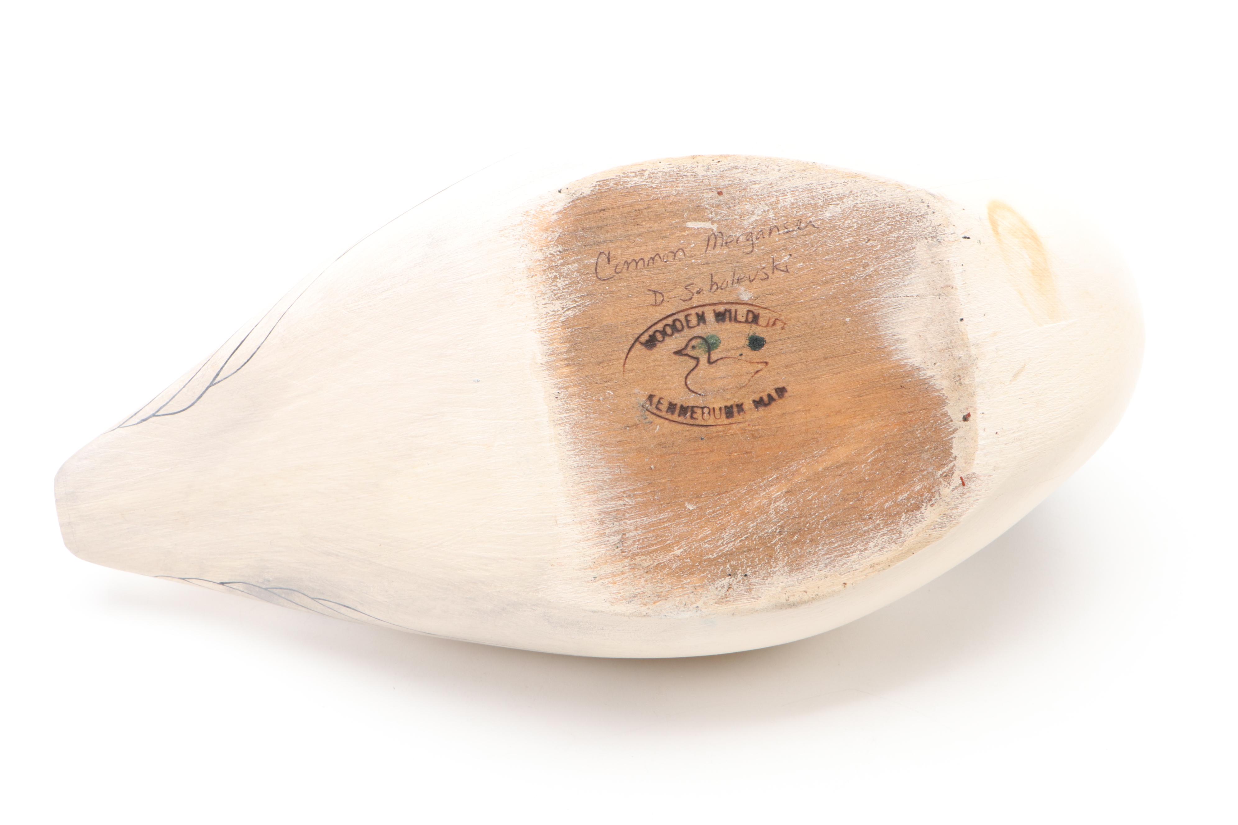 Wooden Wildlife Kennebunk Maine Hand-Painted Trumpeter Swan and More Ducks