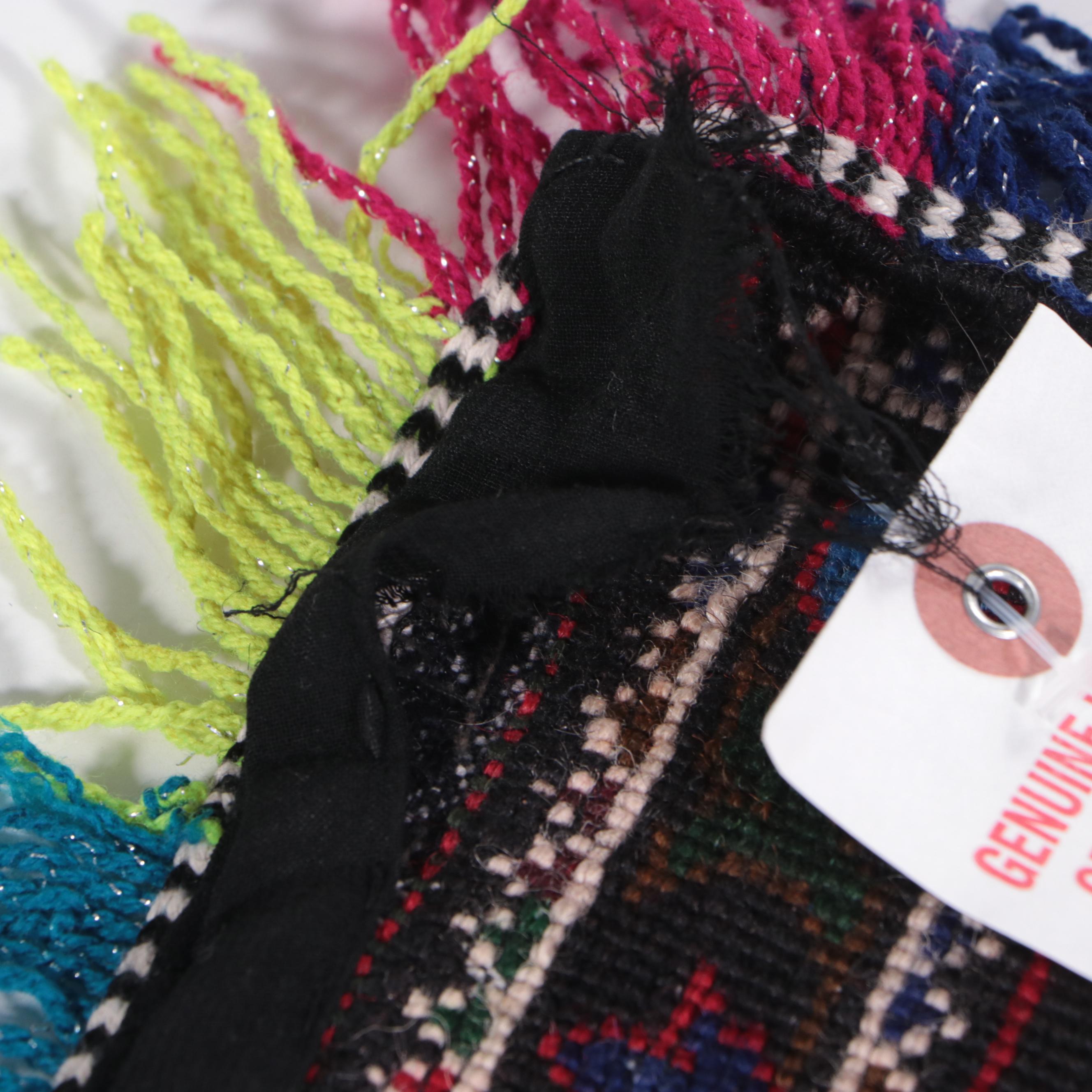 1'9 x 2'10 Hand-Knotted Afghan Baluch Accent Rug With Added Fringe