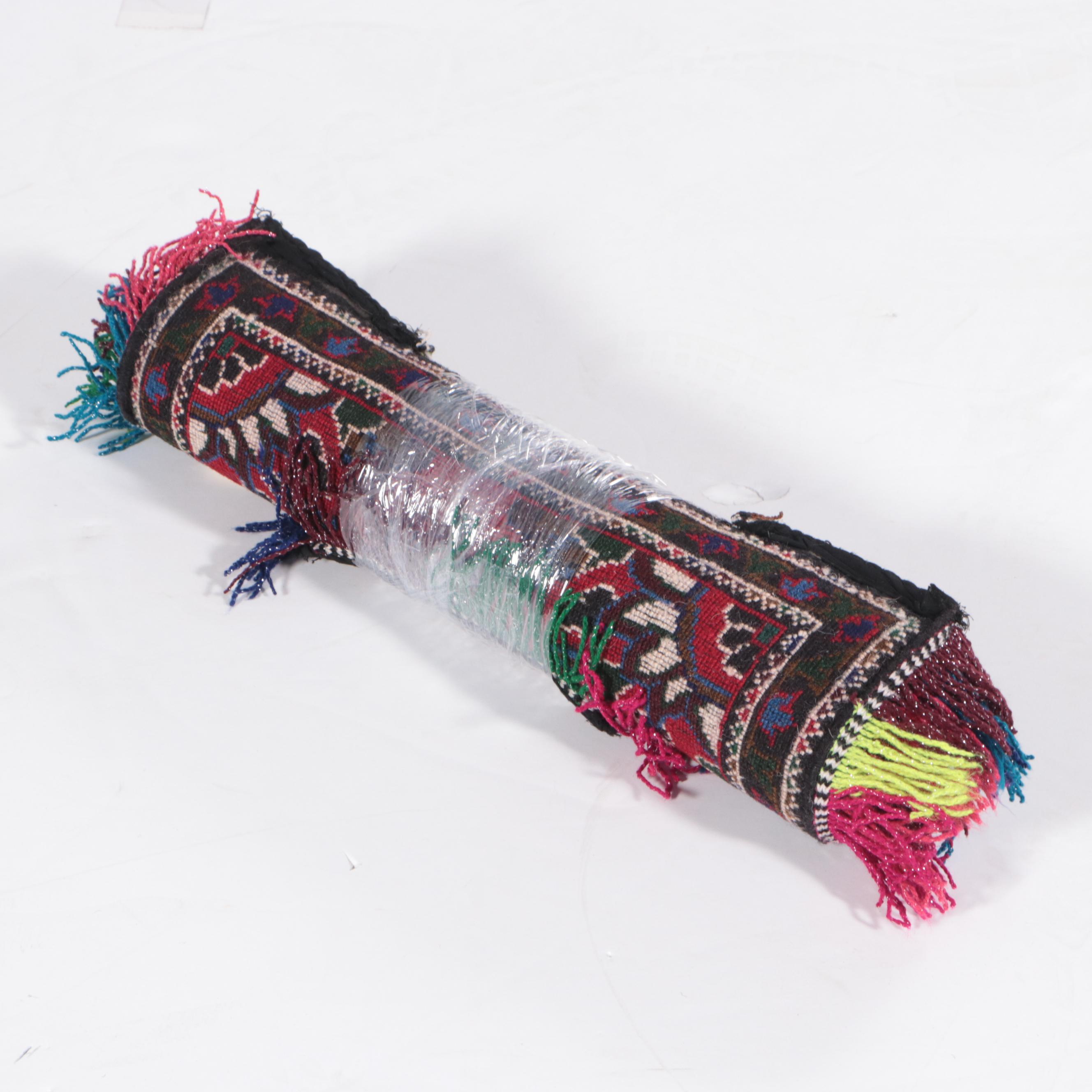 1'9 x 2'10 Hand-Knotted Afghan Baluch Accent Rug With Added Fringe