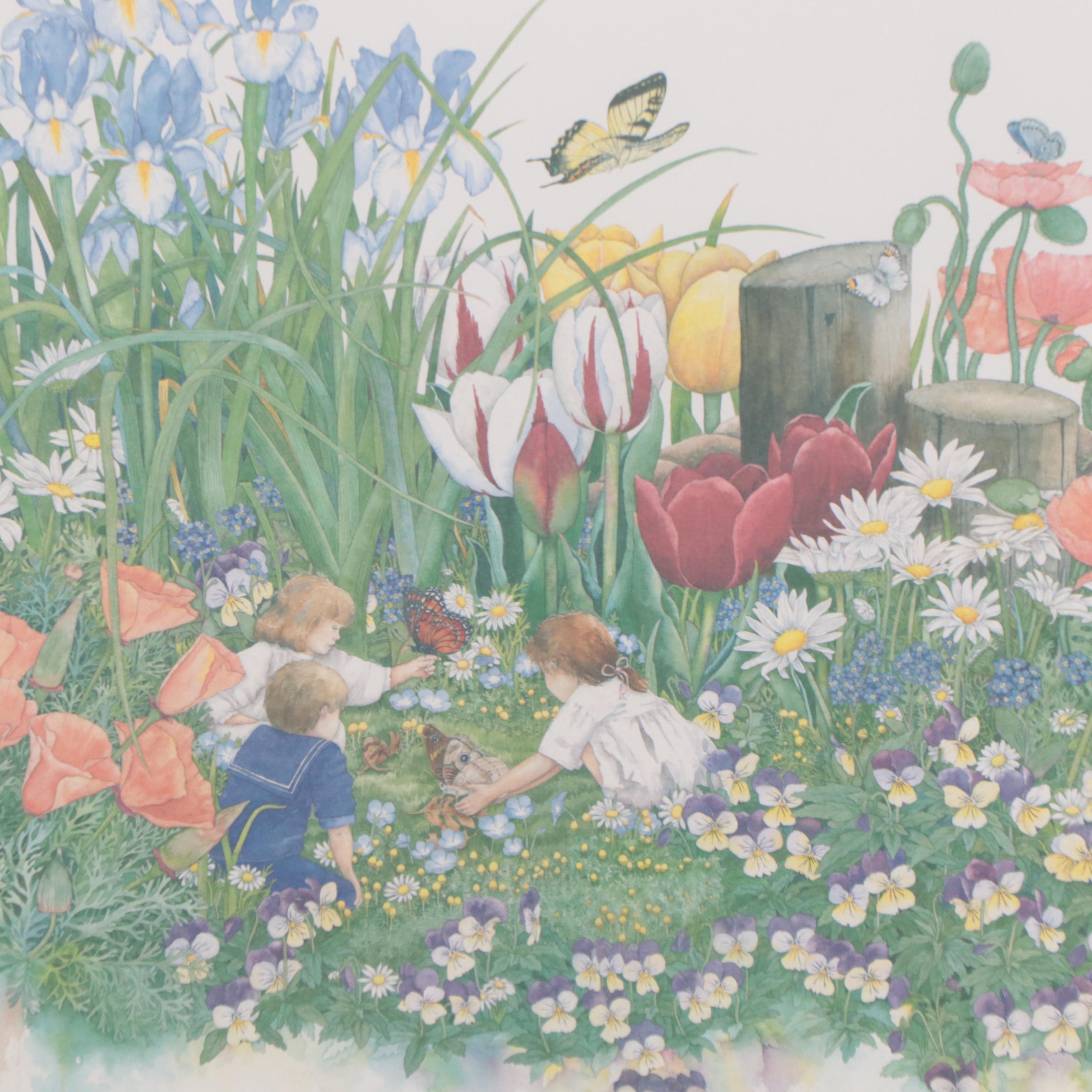 Bambi Papais Offset Lithograph "Cassidy's Garden," 1997