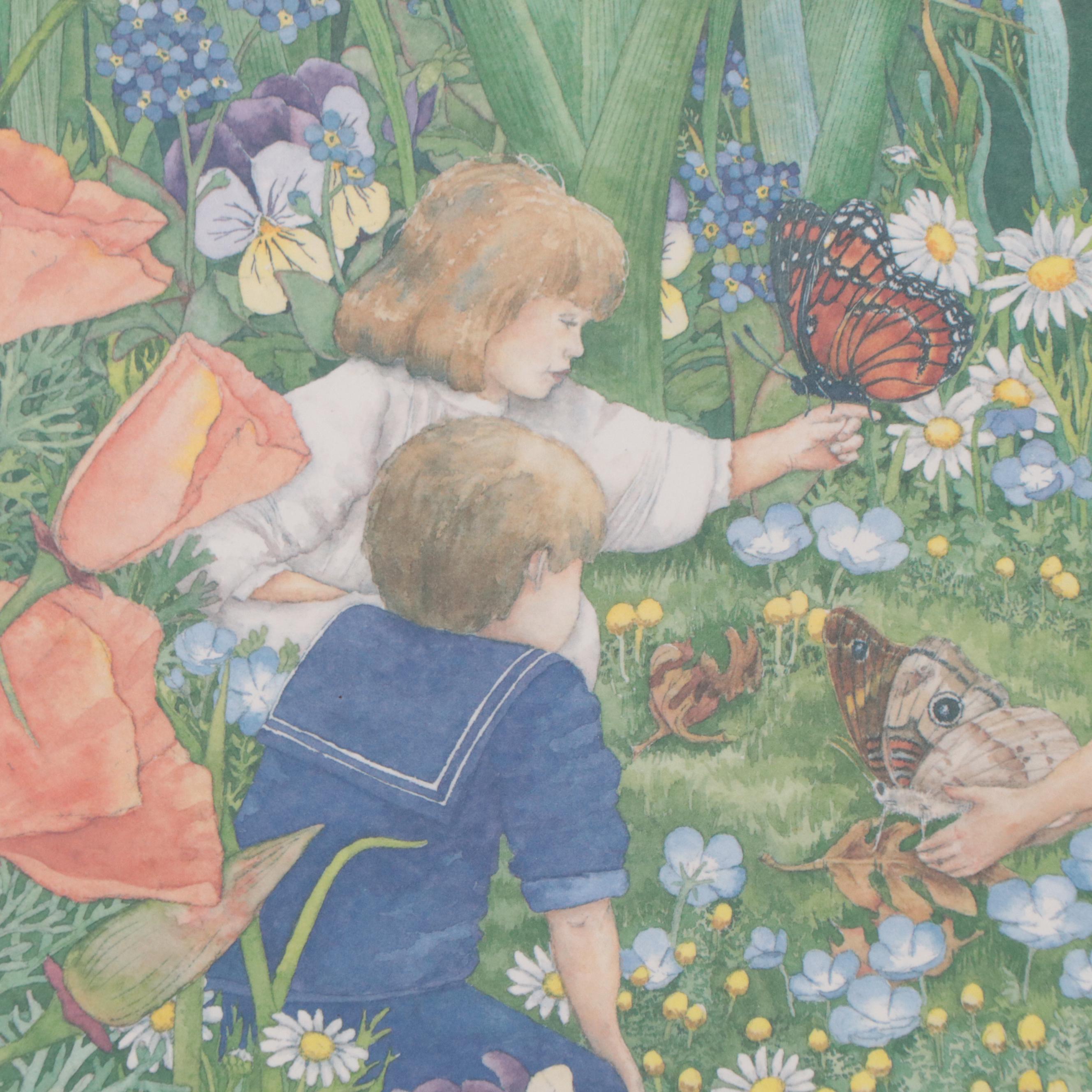 Bambi Papais Offset Lithograph "Cassidy's Garden," 1997