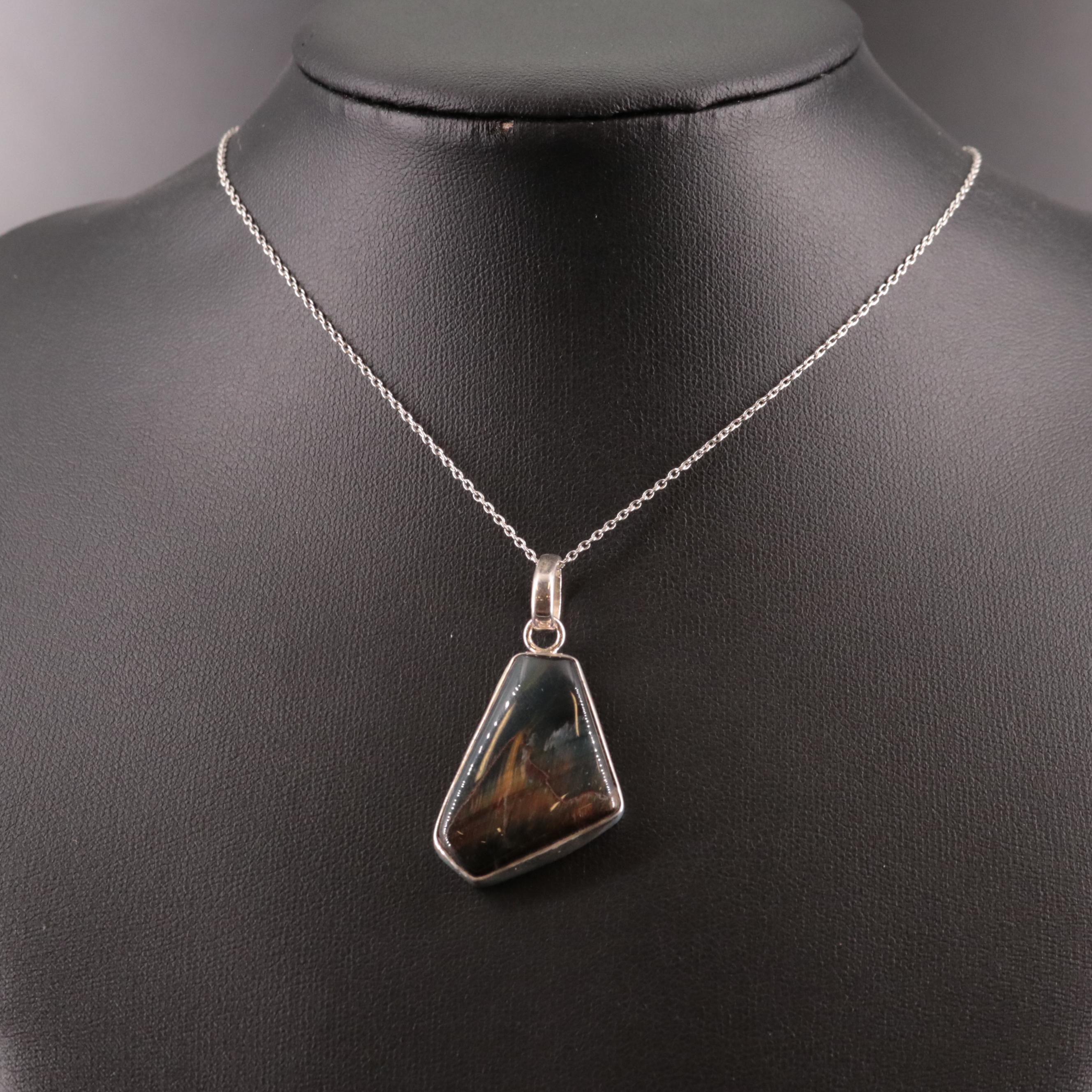 Sterling Jasper Pendant Necklace
