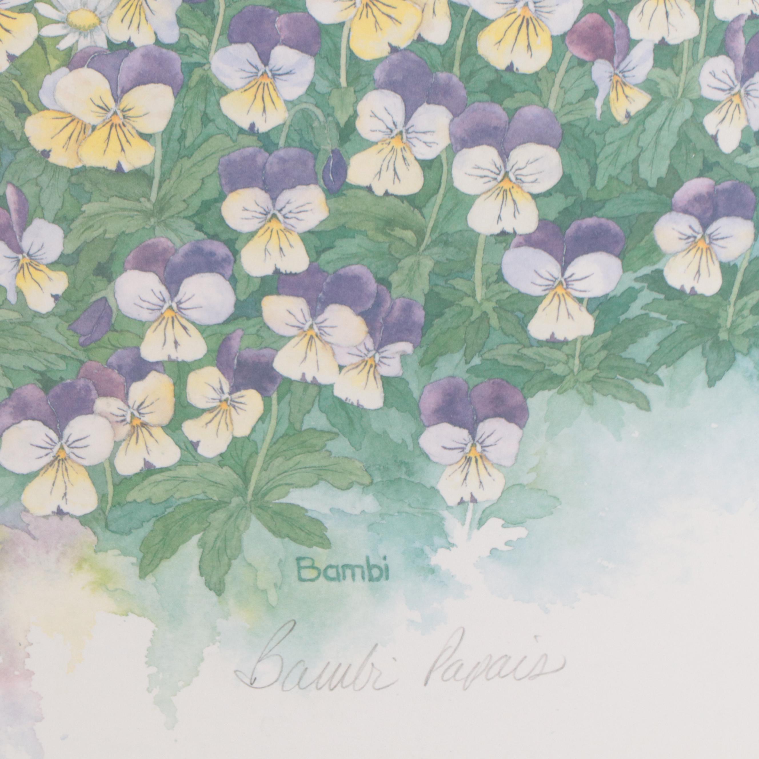 Bambi Papais Offset Lithograph "Cassidy's Garden," 1997