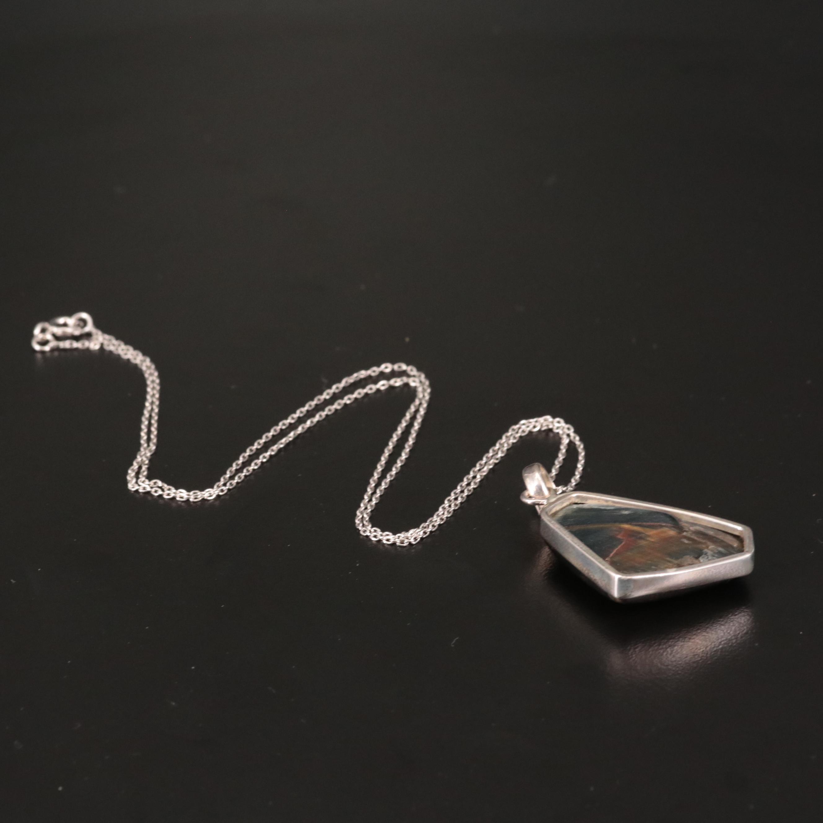 Sterling Jasper Pendant Necklace