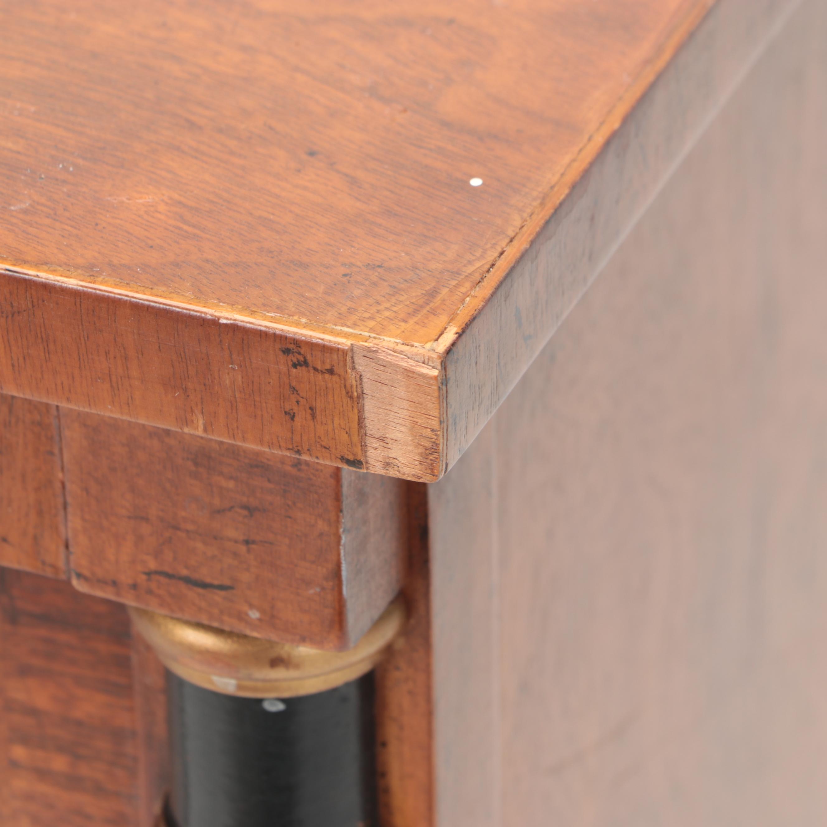 Drexel-Heritage Empire Style Brass-Mounted Fruitwood and Mahogany Nightstand