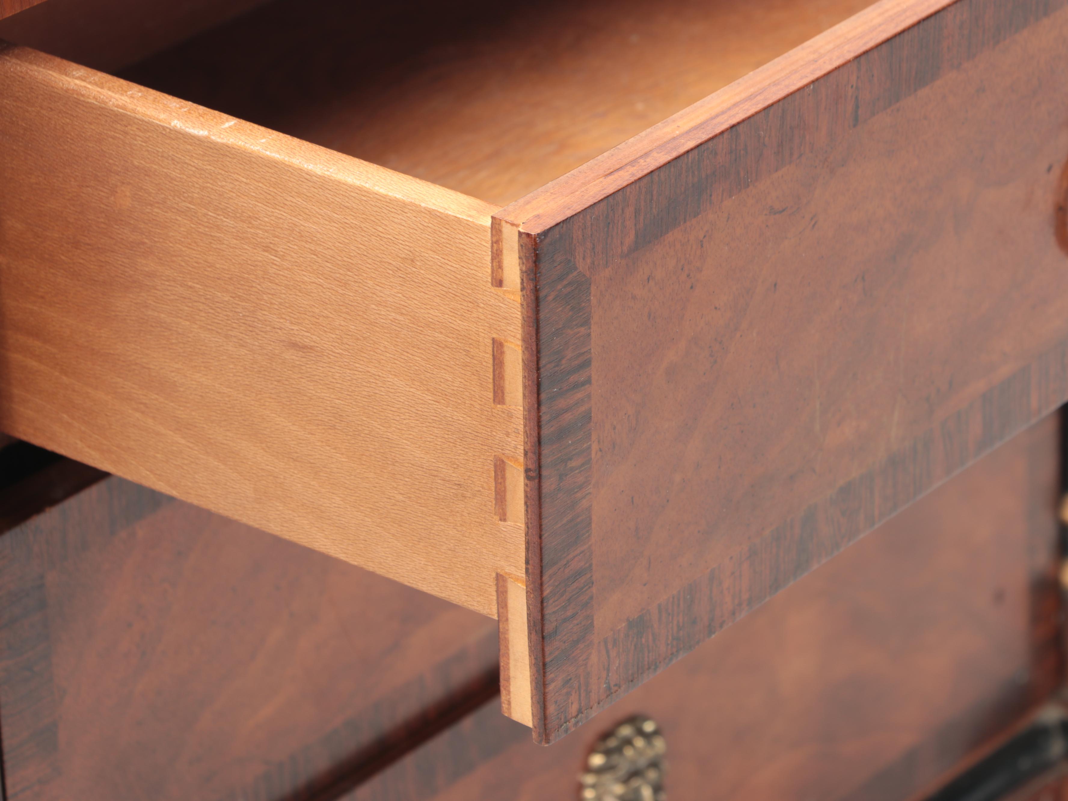 Drexel-Heritage Empire Style Brass-Mounted Fruitwood and Mahogany Nightstand