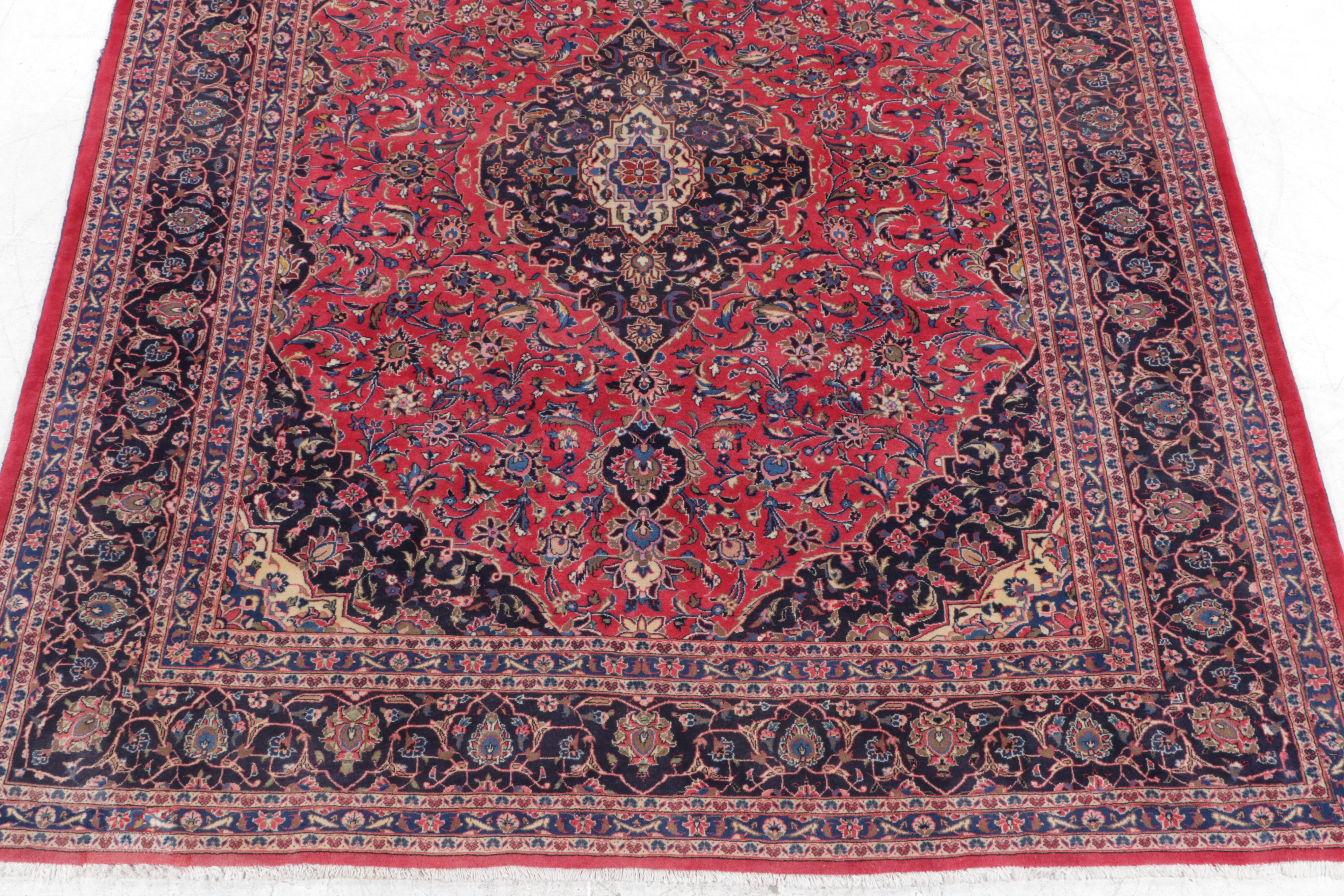 10' x 12'9 Hand-Knotted Persian Kashan Area Rug