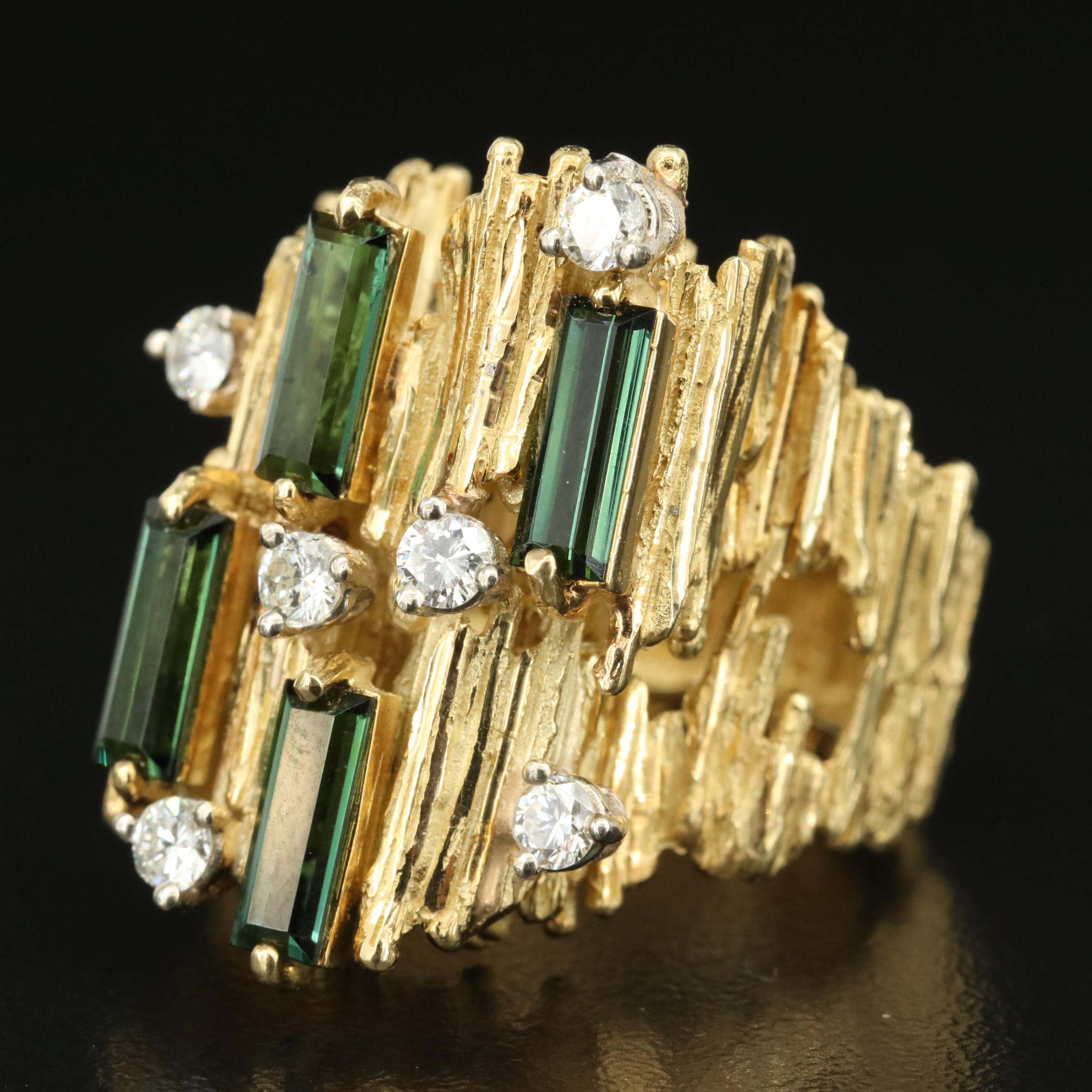 Brutalist 18K Tourmaline and Diamond Ring