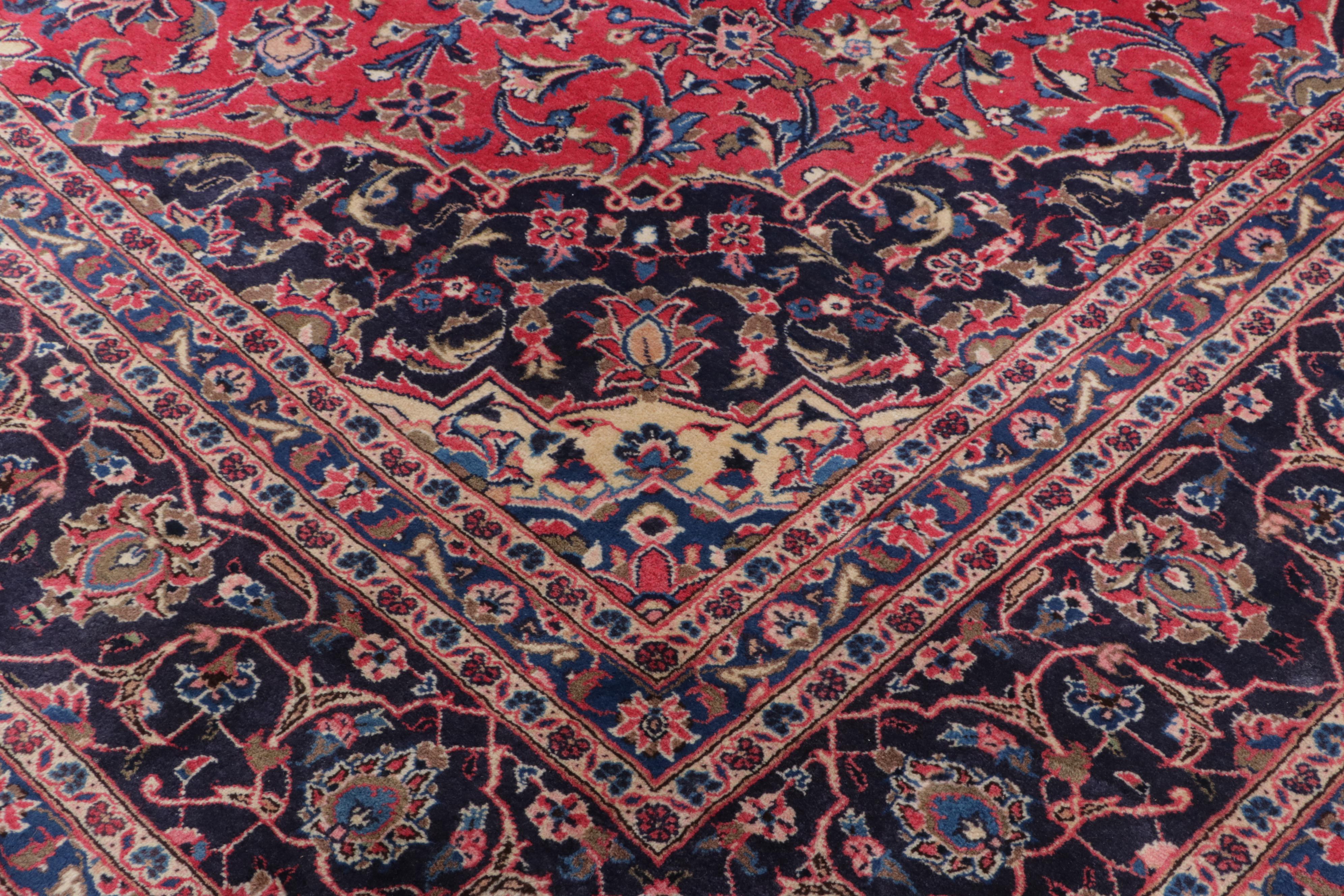 10' x 12'9 Hand-Knotted Persian Kashan Area Rug